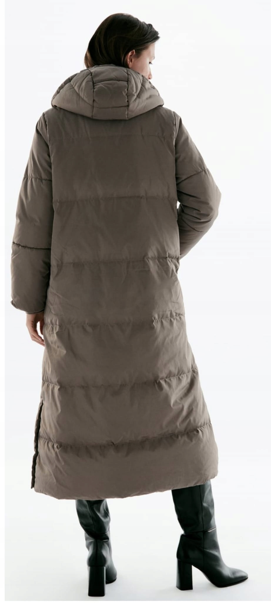 ZARA PŁASZCZ PUCHOWY Z KAPTUREM WATER AND WIND XS Kolor brązowy