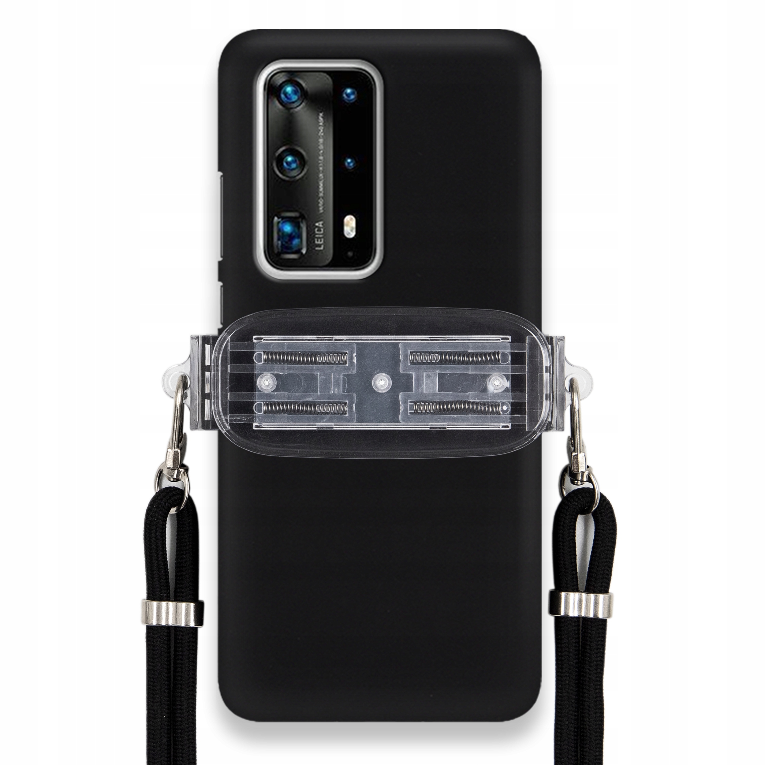 Pouzdro Pro Huawei P40 Pro Plus Smooth Case Univerzální Držák, Černá Šňůrka