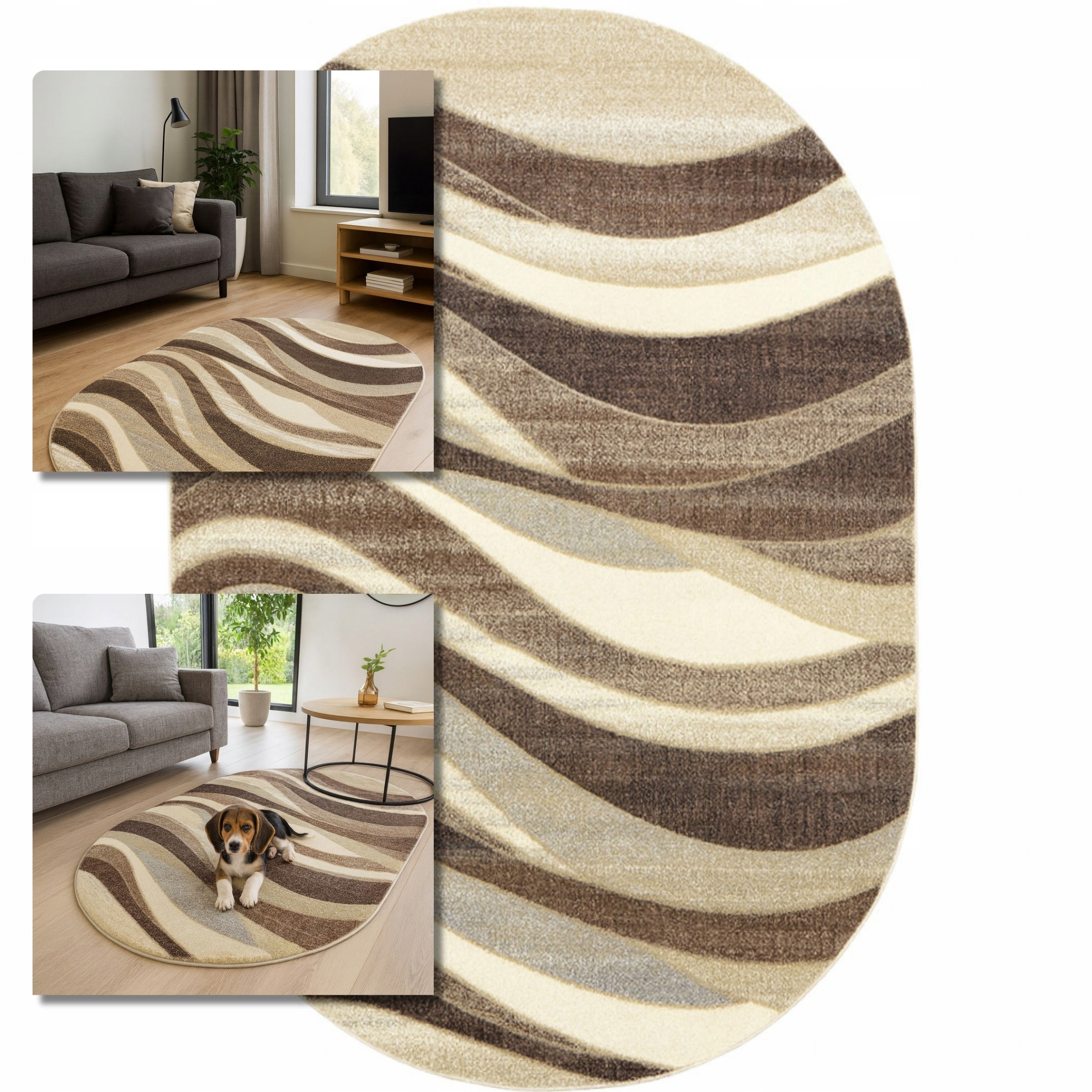 Koberec 140x200 Oválný Romantic Béžový Koberec Do Obývacího Pokoje Loft Moderní Koberec