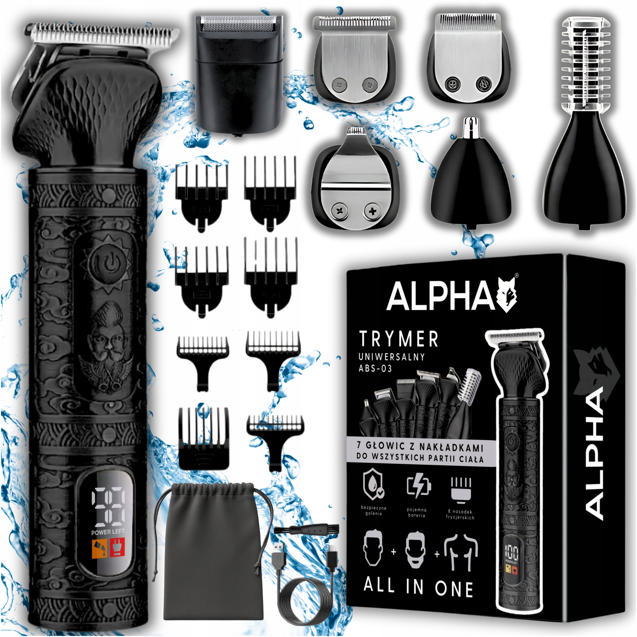 Maszynka Do Strzyżenia Włosów, Brody 7W1 Golarka Trymer Do Nosa Alpha