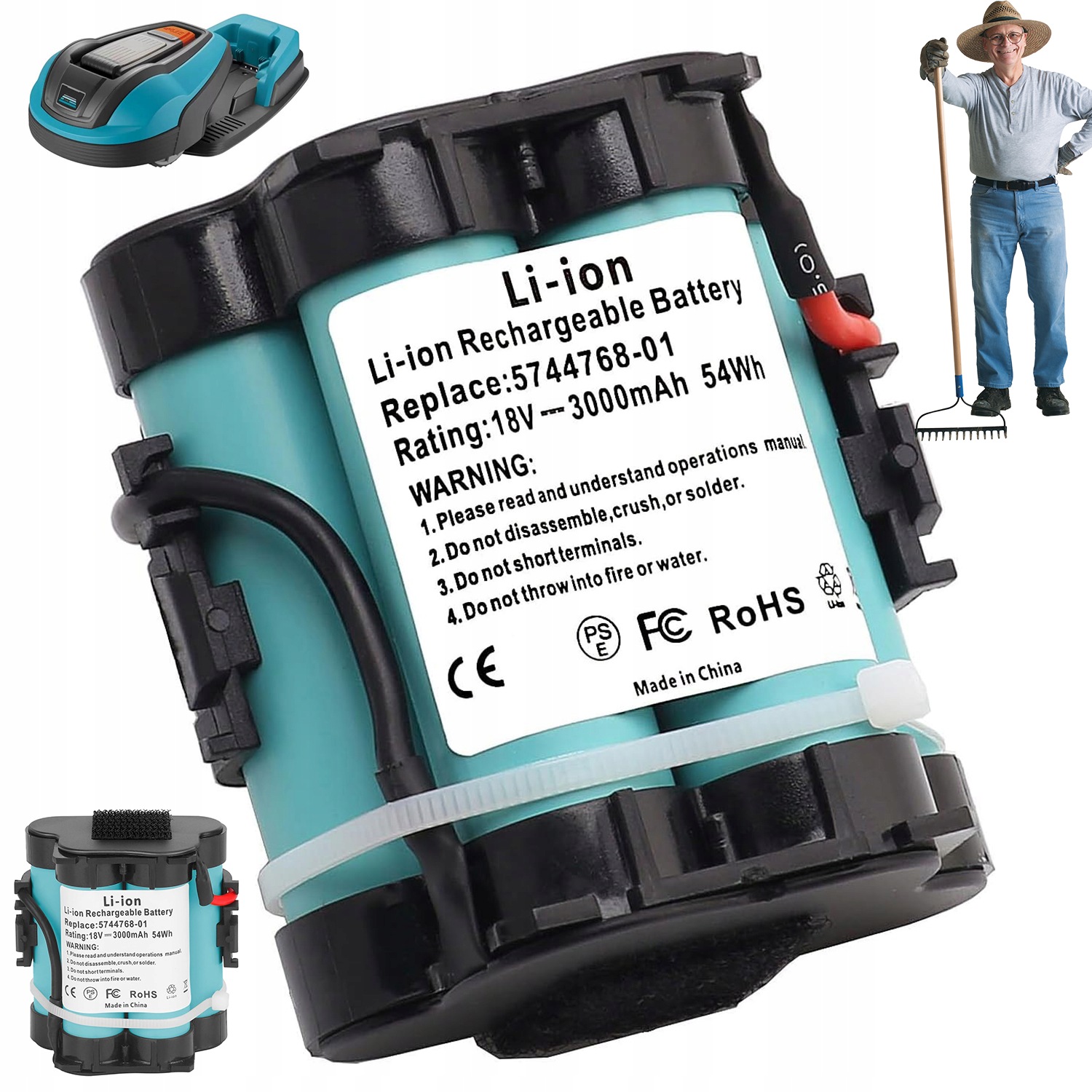 Akumulátor Pro Gardena R38Li R40Li R50Li R70Li 18V 3000MAH Li-ion