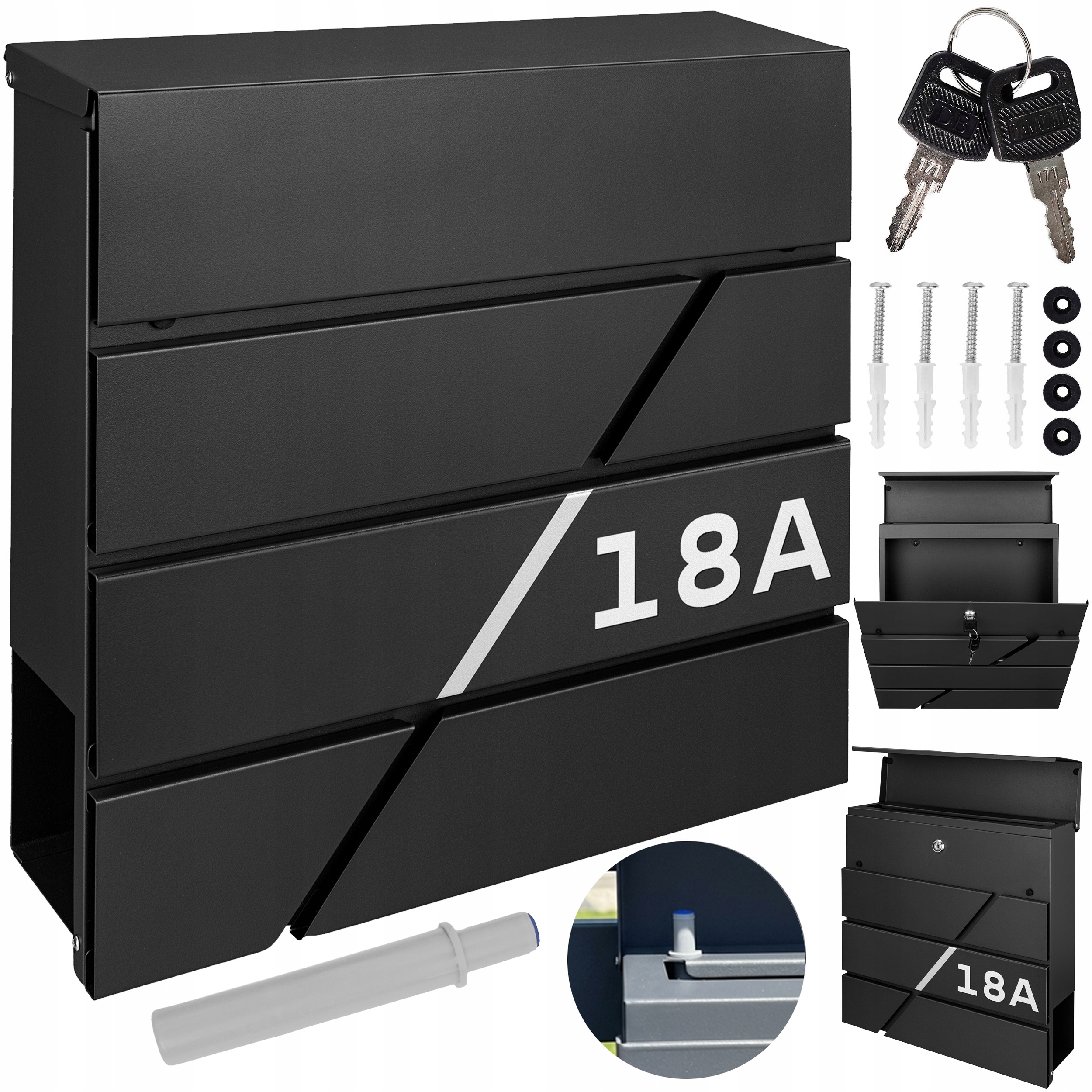 Černá Prostorná Poštovní Schránka Na Dopisy S Adresou Tiché Zavírání Personalia