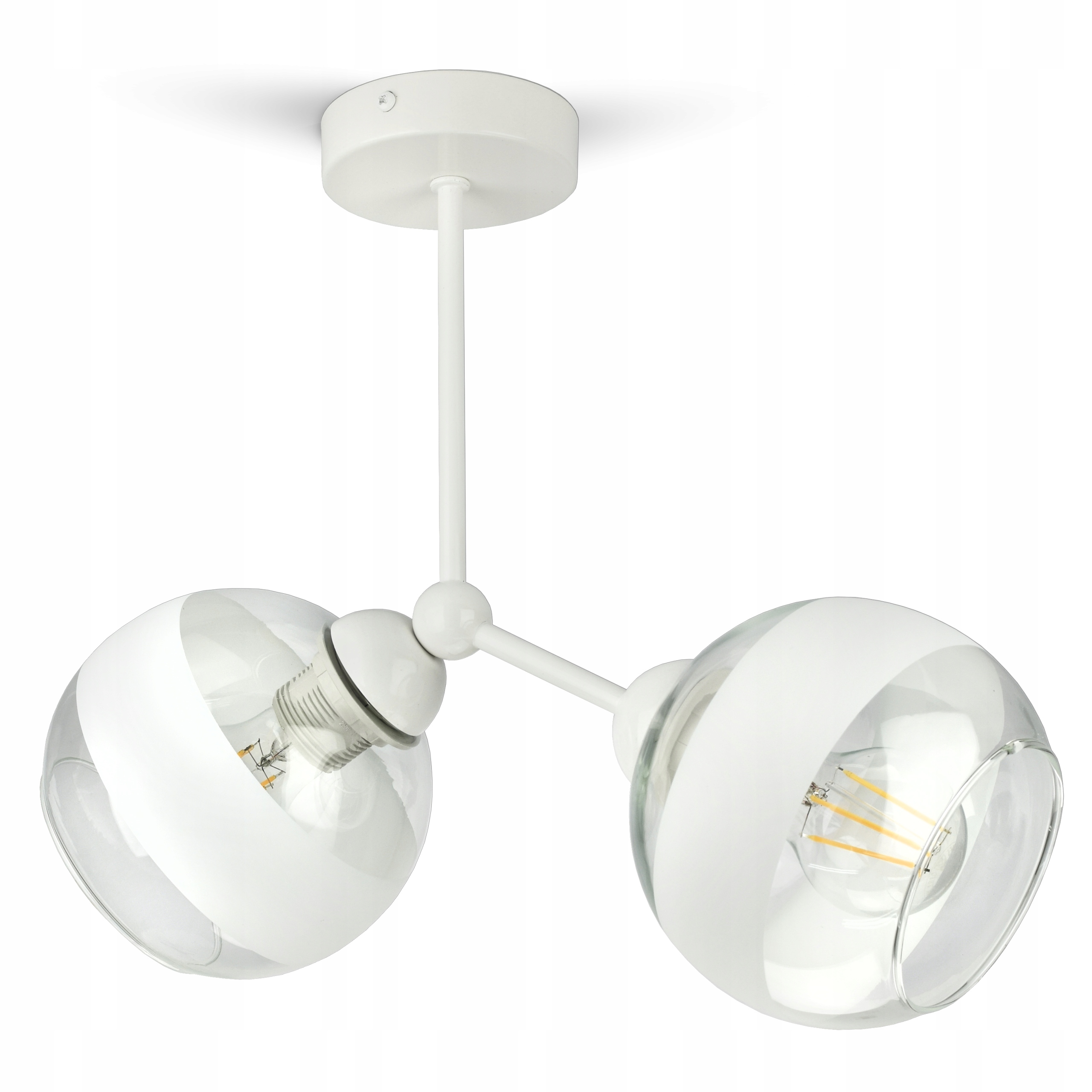 Závěsná stropní lampa Lustr Bílá Skleněné Koule Bílý Belt D2 Led E27