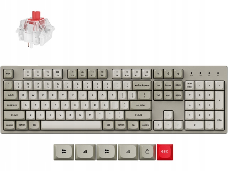 Klawiatura Keychron C2 Pro 8K Qmk Wired Custom Mechanical Red Switch