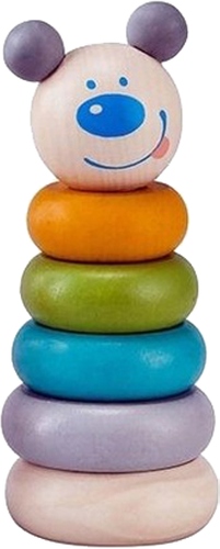 DREWNIANA PIRAMIDKA WIEŻA UKŁADANKA ZWIERZAK MIŚ