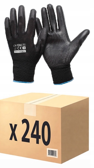 Rękawice robocze Dopasowane czarne X-puno precyzyjne roz. 10 Karton 240 par