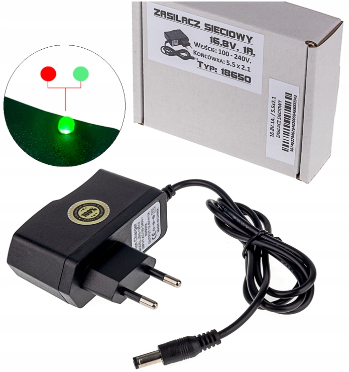 

Ładowarka Sieciowa Zasilacz 16.8V 1A (5.5x2.1)