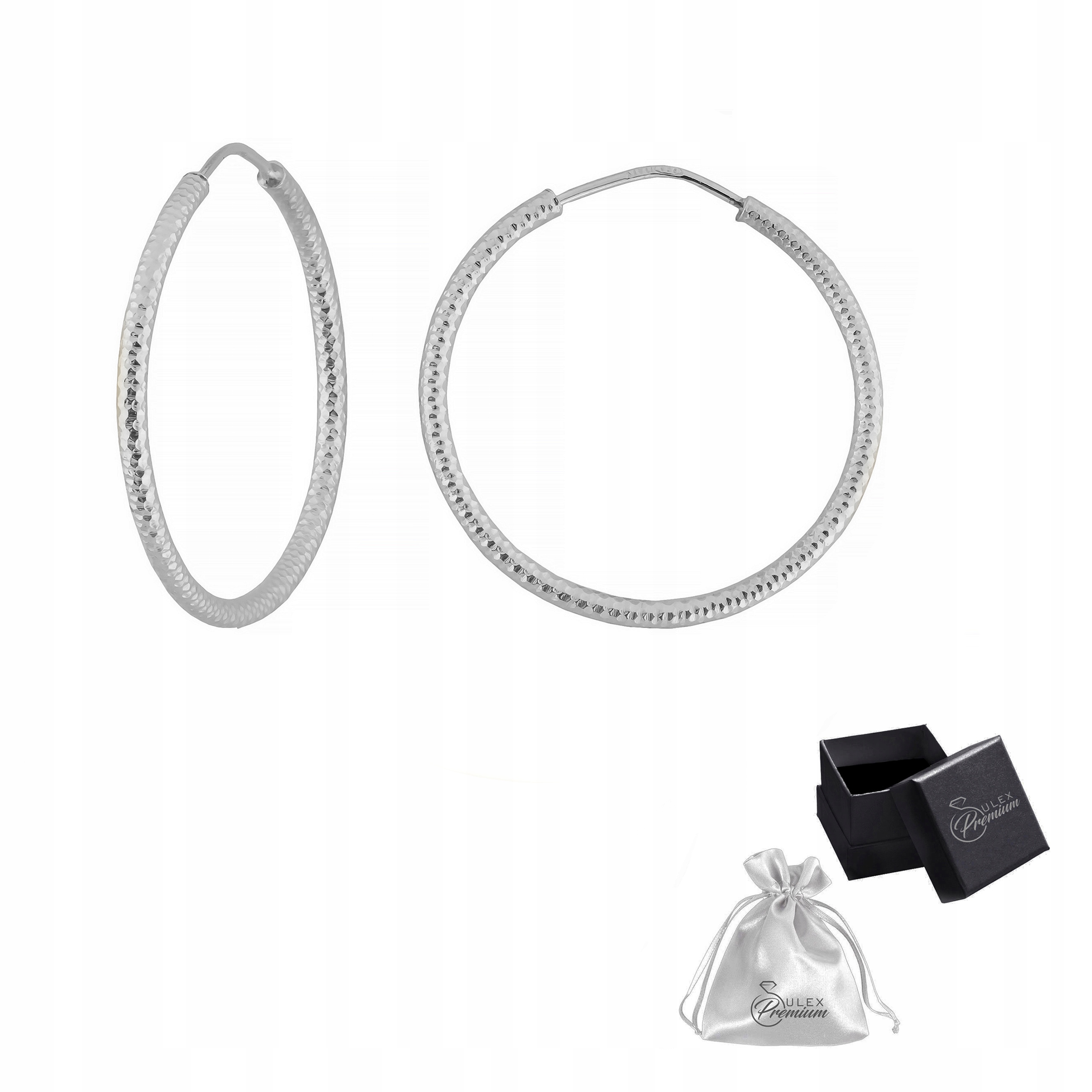 Kola Stříbrné náušnice ryzost 925 Rhodiované Náušnice Kola Diamantovaná| ø 3,5 cm