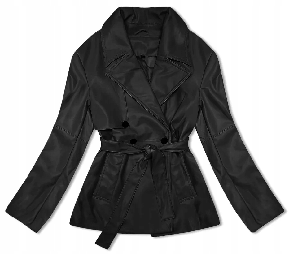 Płaszcz Z Ekoskóry 11Z8102 Czarny XL (42)