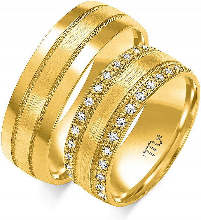Zlatý snubní prsten pro mladý pár 14K 585, rok 29 30 31, exkluzivní kolekce
