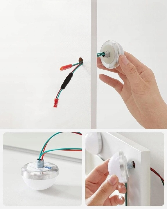 Toaletka biała z lutrem kosmetyczna 9 LED Liczba szuflad 2