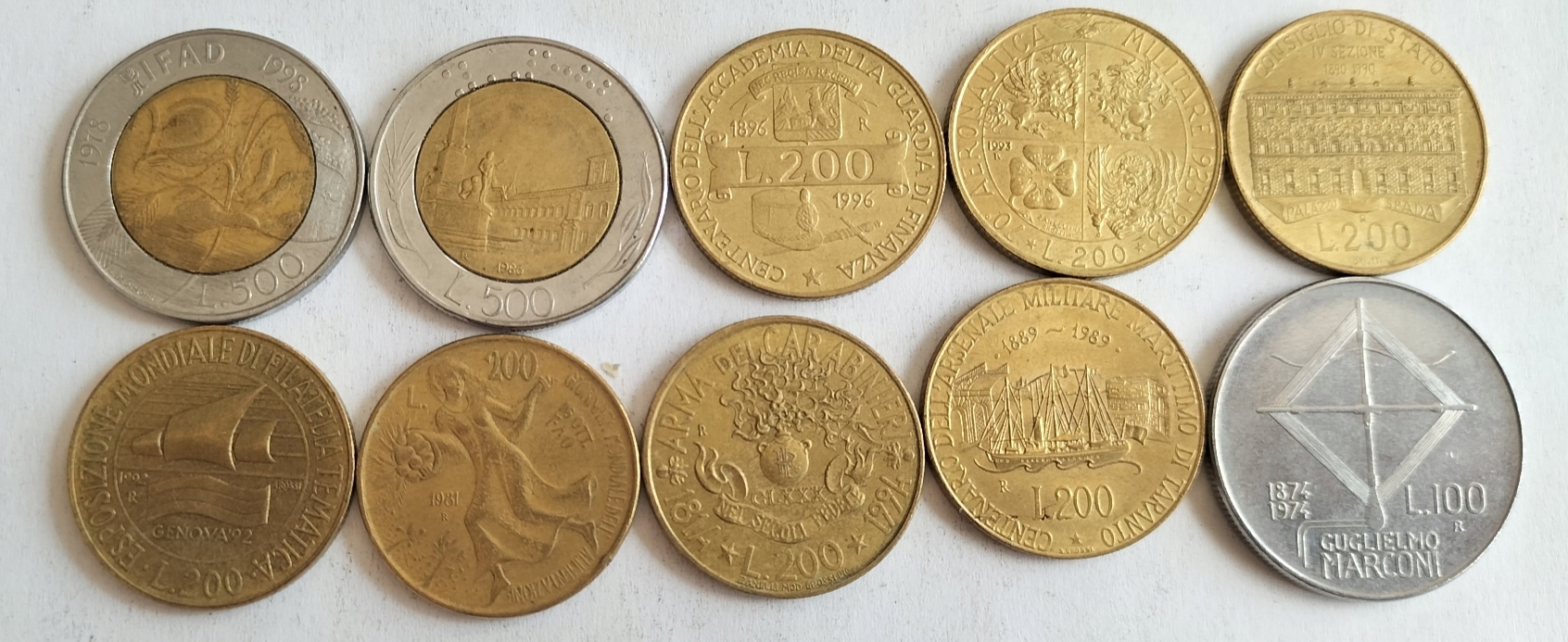 zestaw monet Włochy 10 szt