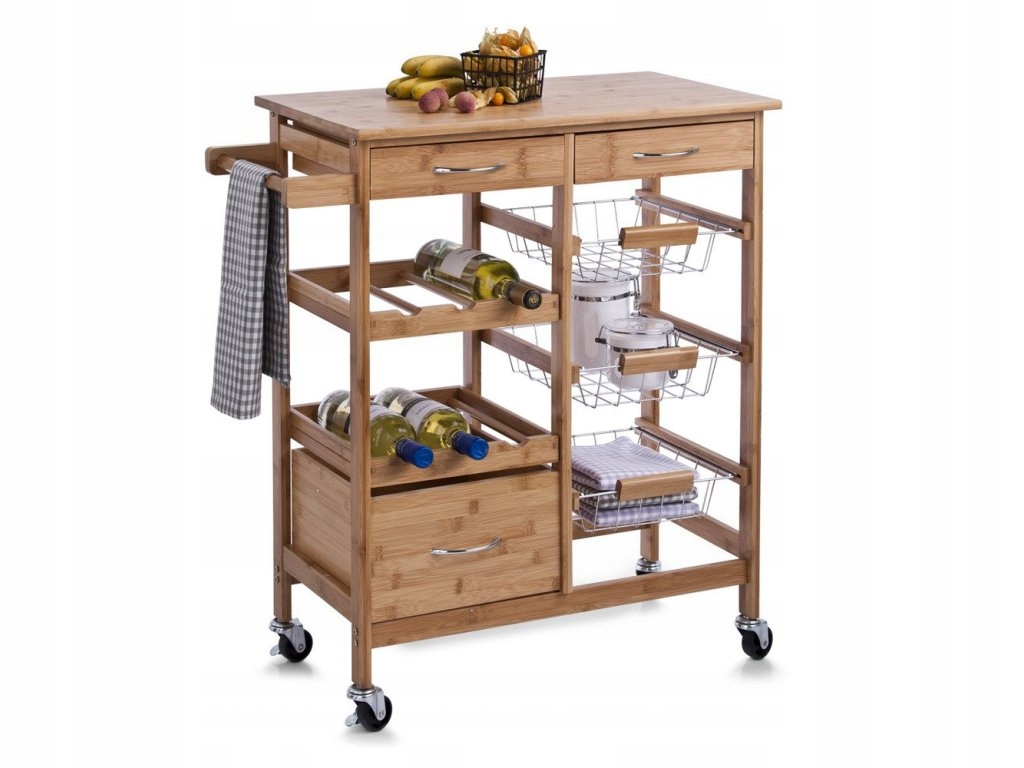 Bambusový univerzálny vozík na kolieskach, 34x66x84 cm, Zeller