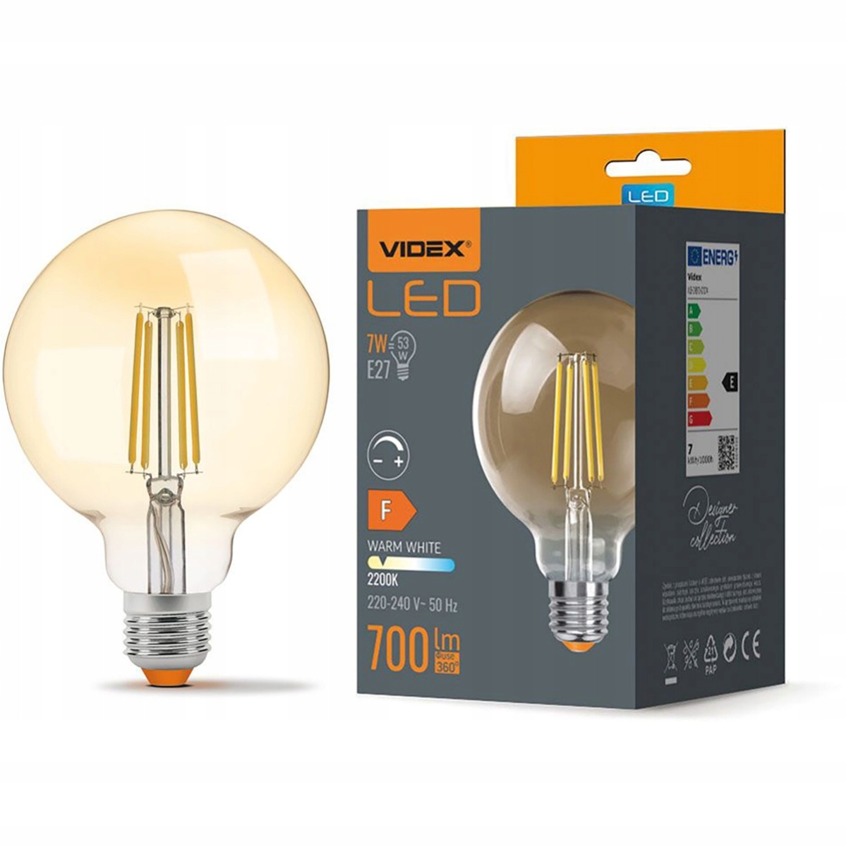 

Żarówka Led E27 G95 7W 2200K Filament Ściemnialna