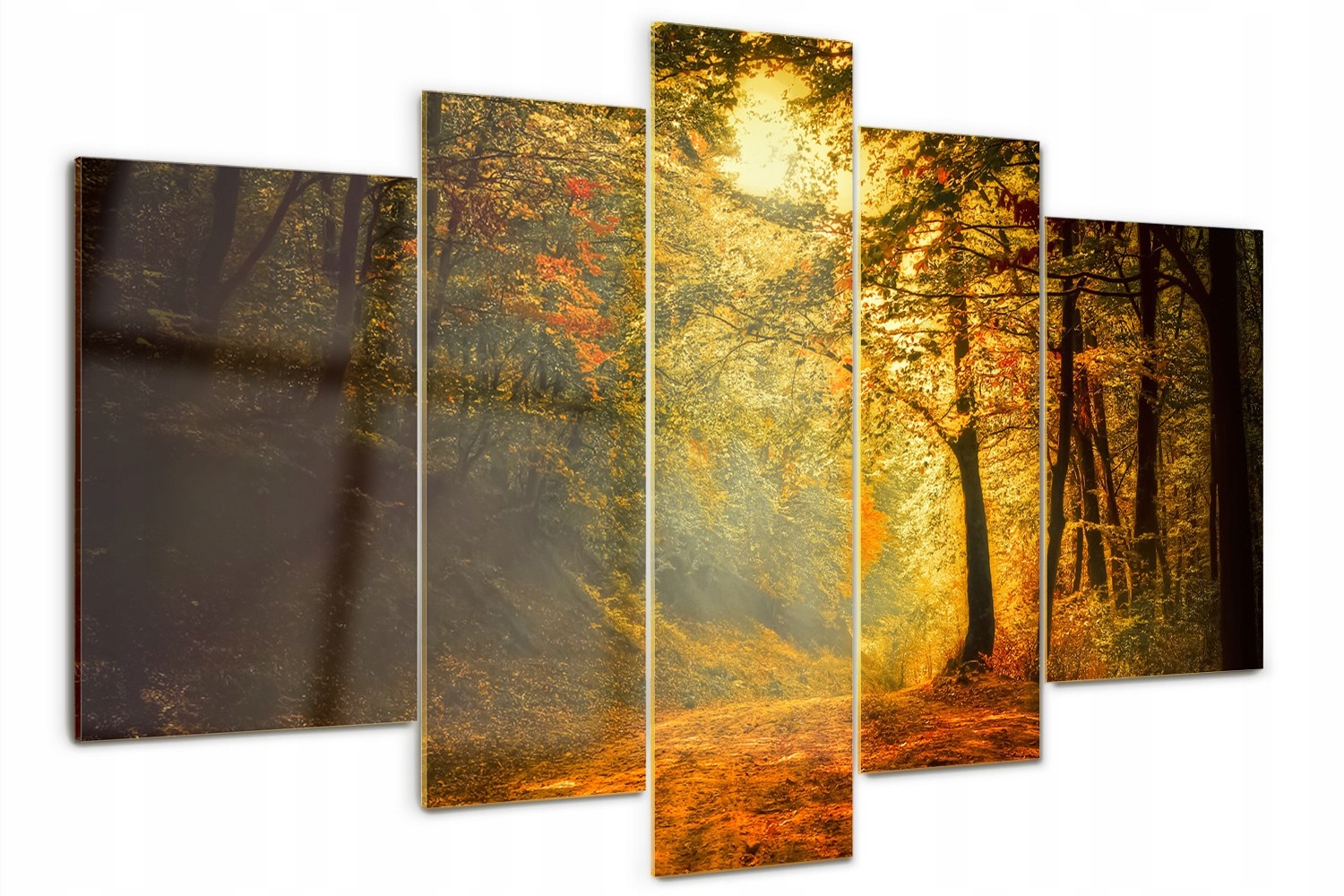 Skleněný triptych na zeď Les na podzim