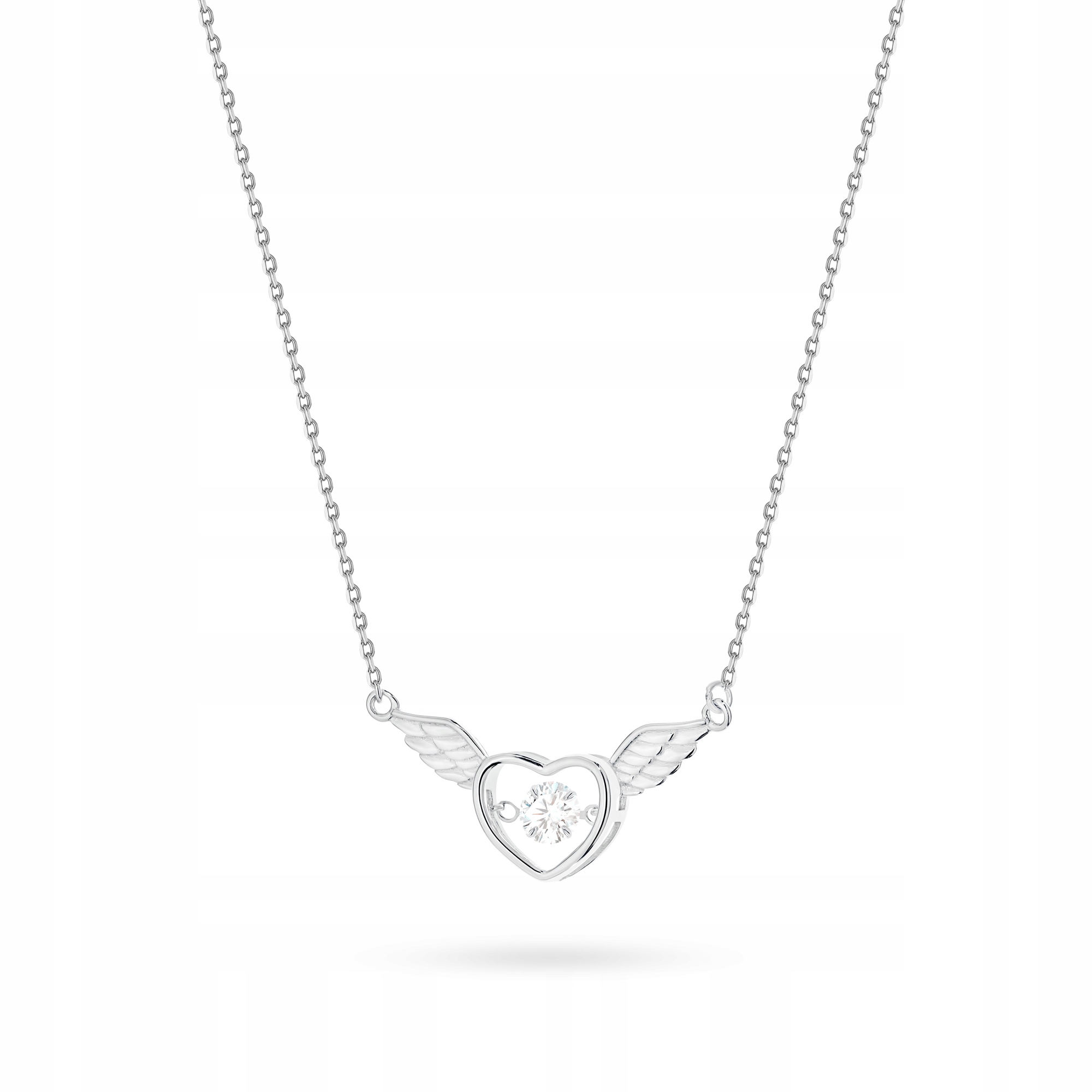 Dámský náhrdelník Řetízek ryzost 925 se srdíčkem, křídly a kubickým zirkonem