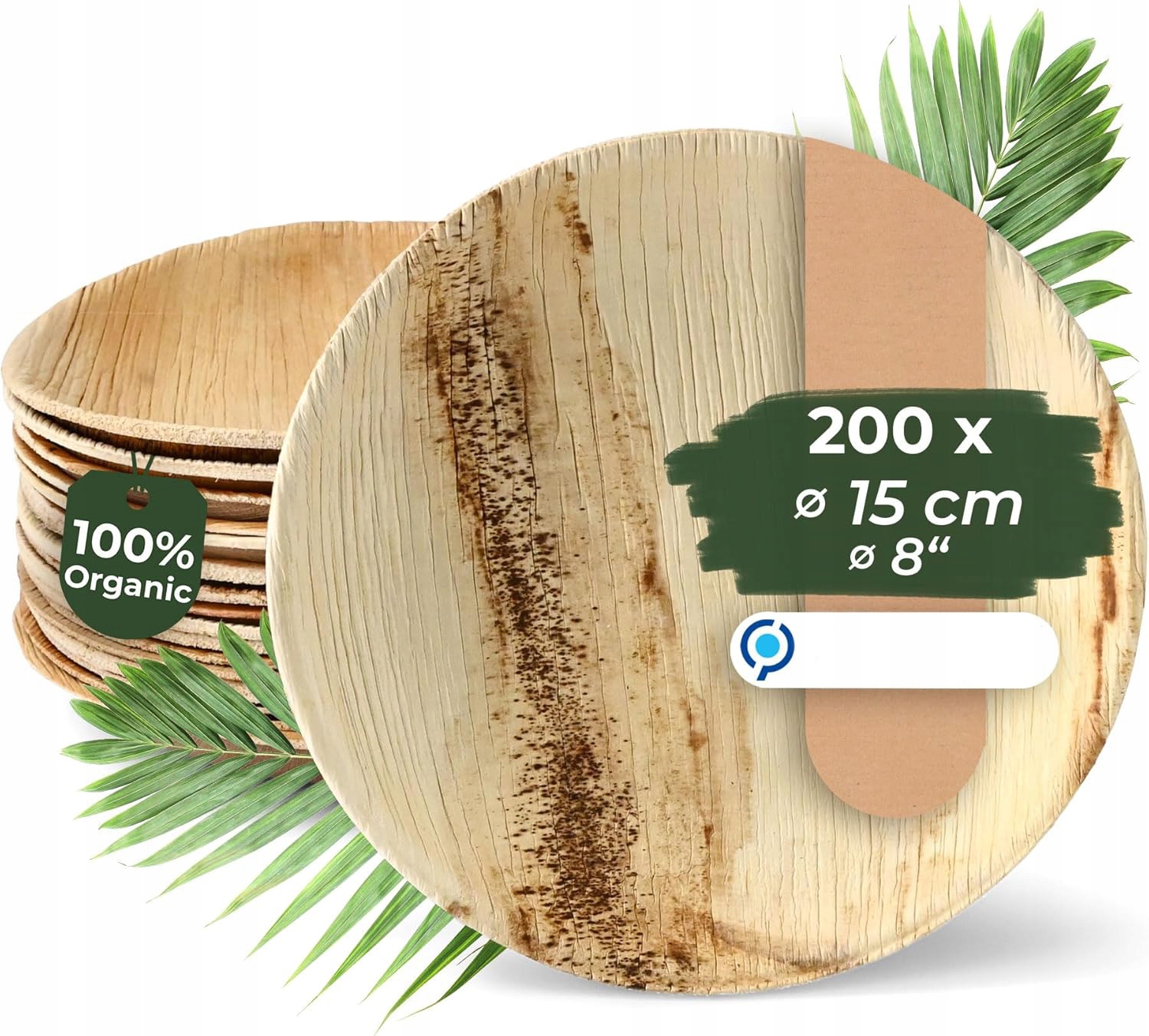 Jednorazové biologicky rozložiteľné taniere z palmových listov Biozoyg 15 cm 125 Pln.