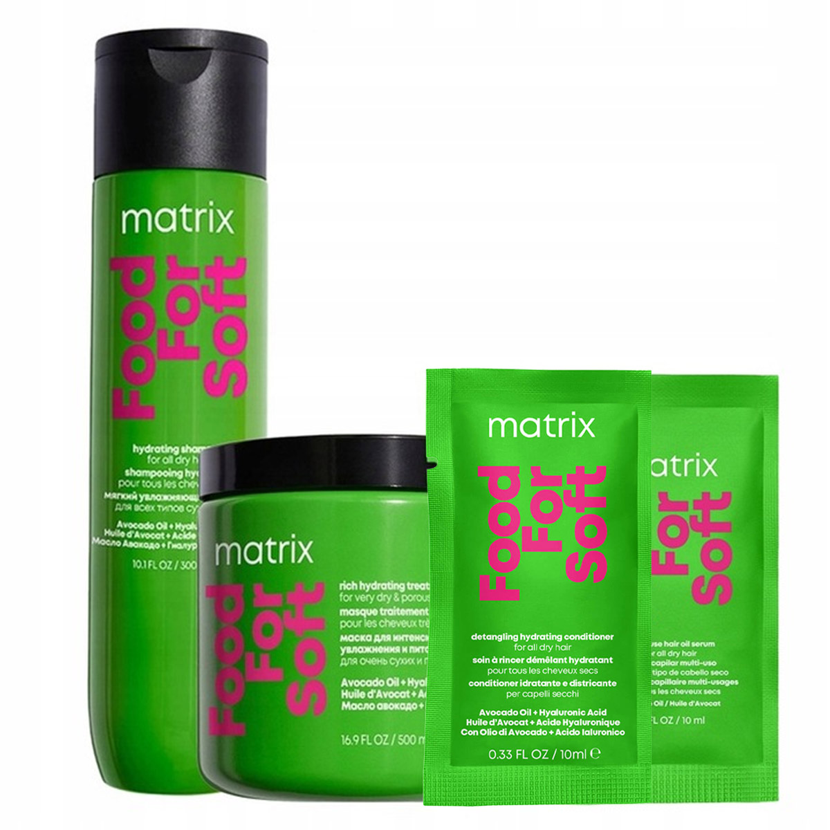 Zestaw Matrix Food For Soft: nawilżający szampon, maska do włosów suchych