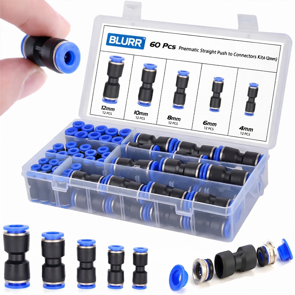 Szybkozłączka pneumatyczna Novaza Tech zestaw 60 szt. 4-12 mm