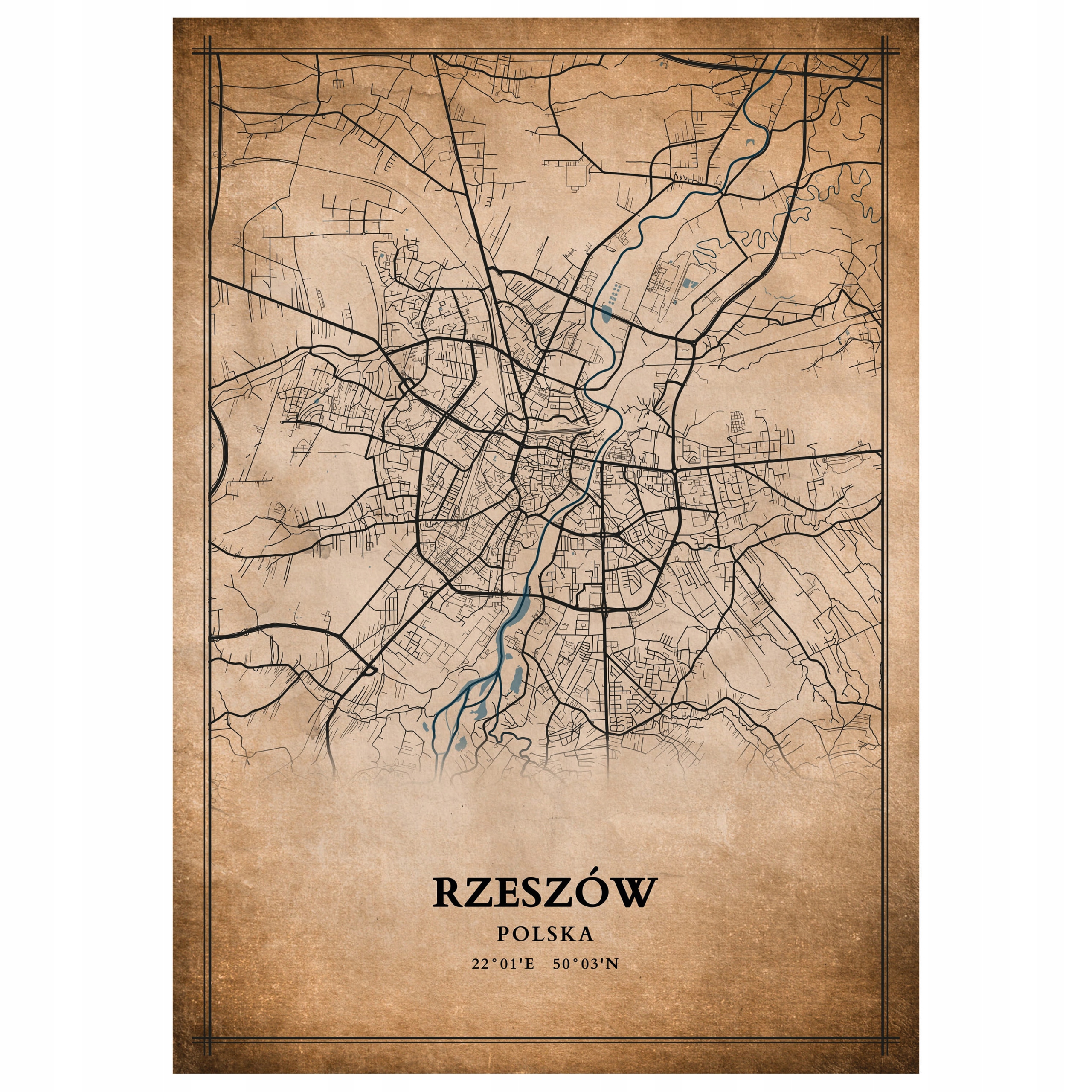 

Plakat Mapa miasta vintage Rzeszów 70x50cm