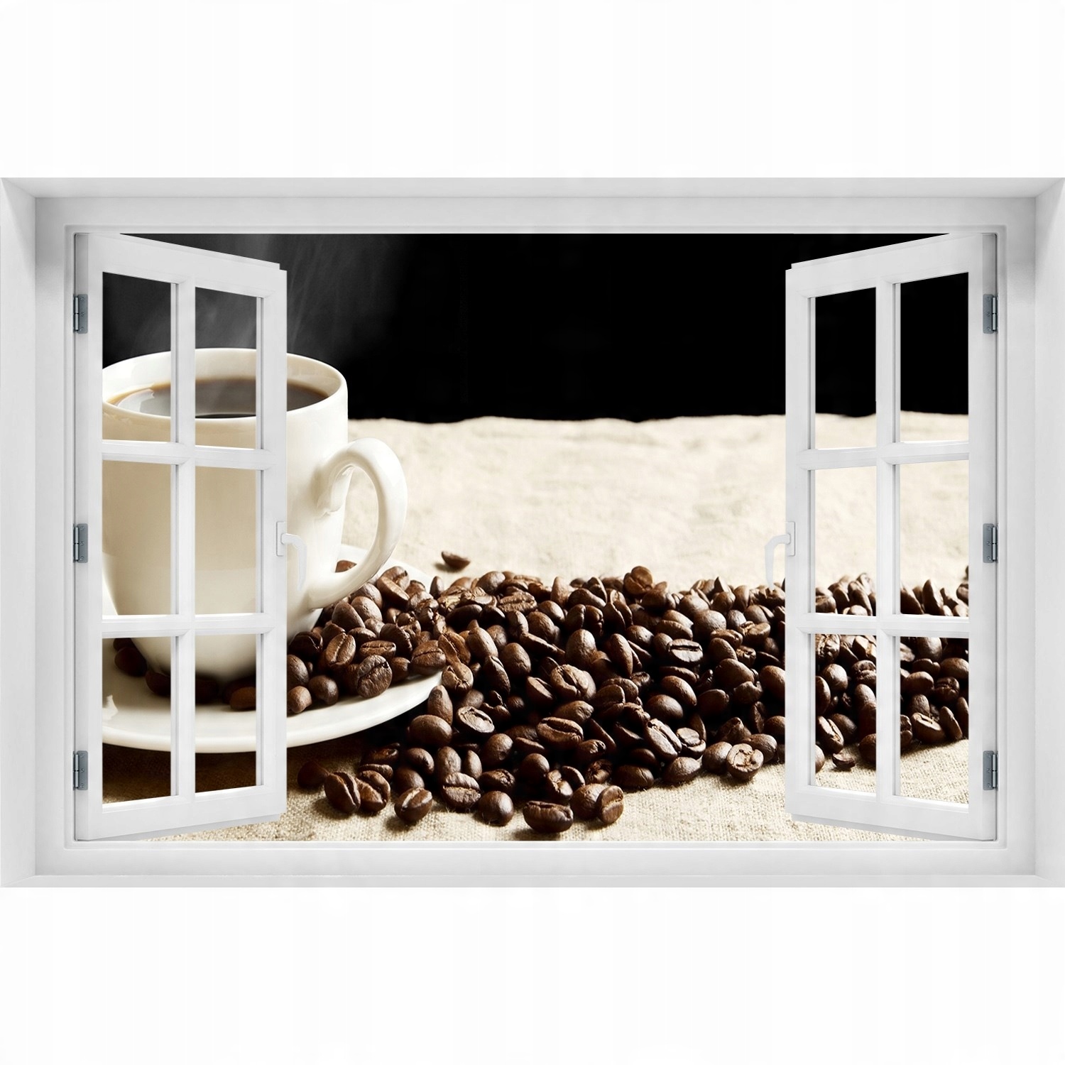 

3D Okno Naklejka na ścianę Aromatyczna kawa 90x60