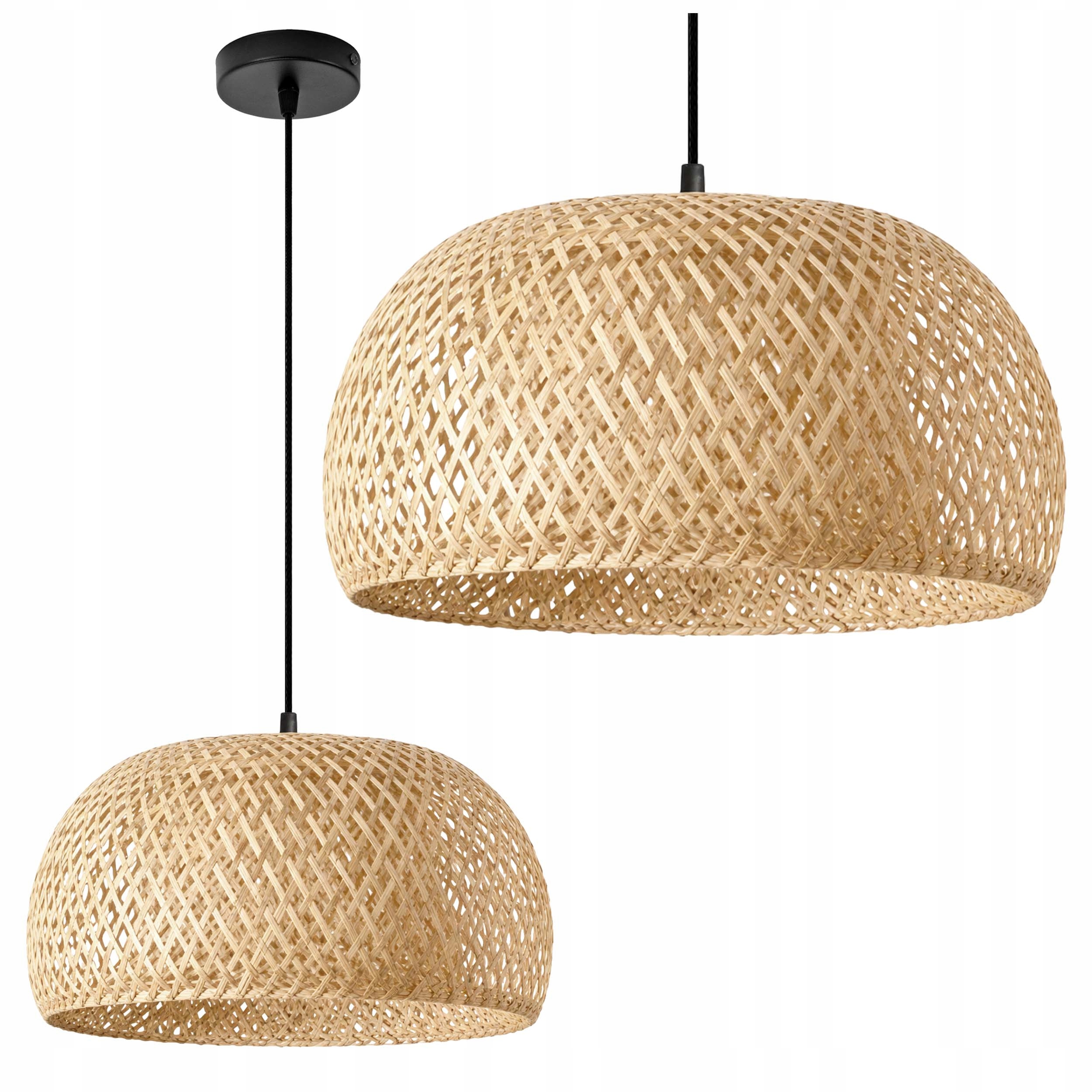 Lampa Boho Bambusowa Sufitowa Pleciona E27 Naturalna Wiklinowa