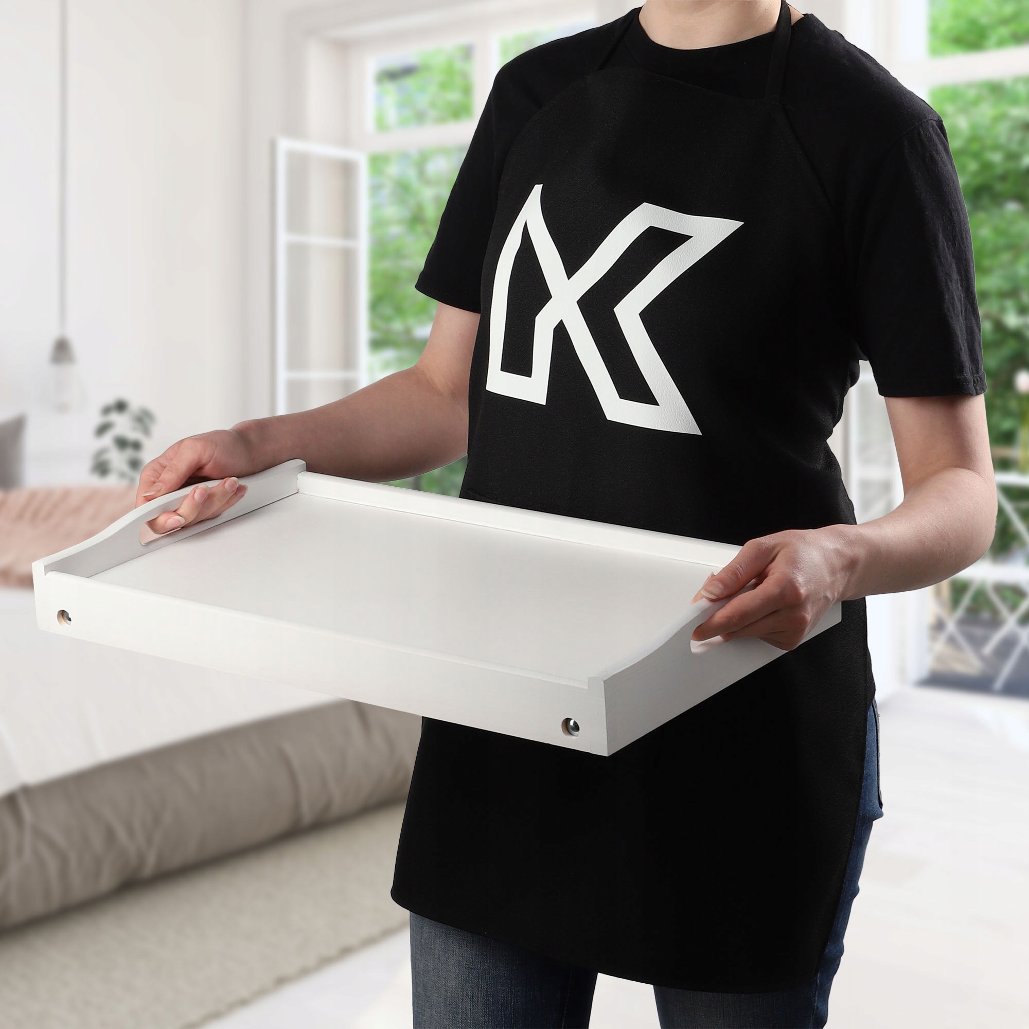 STOLIK ŚNIADANIOWY POD LAPTOP DO ŁÓŻKA TACKA TACA ŚNIADANIOWA BIAŁA Kolor biały