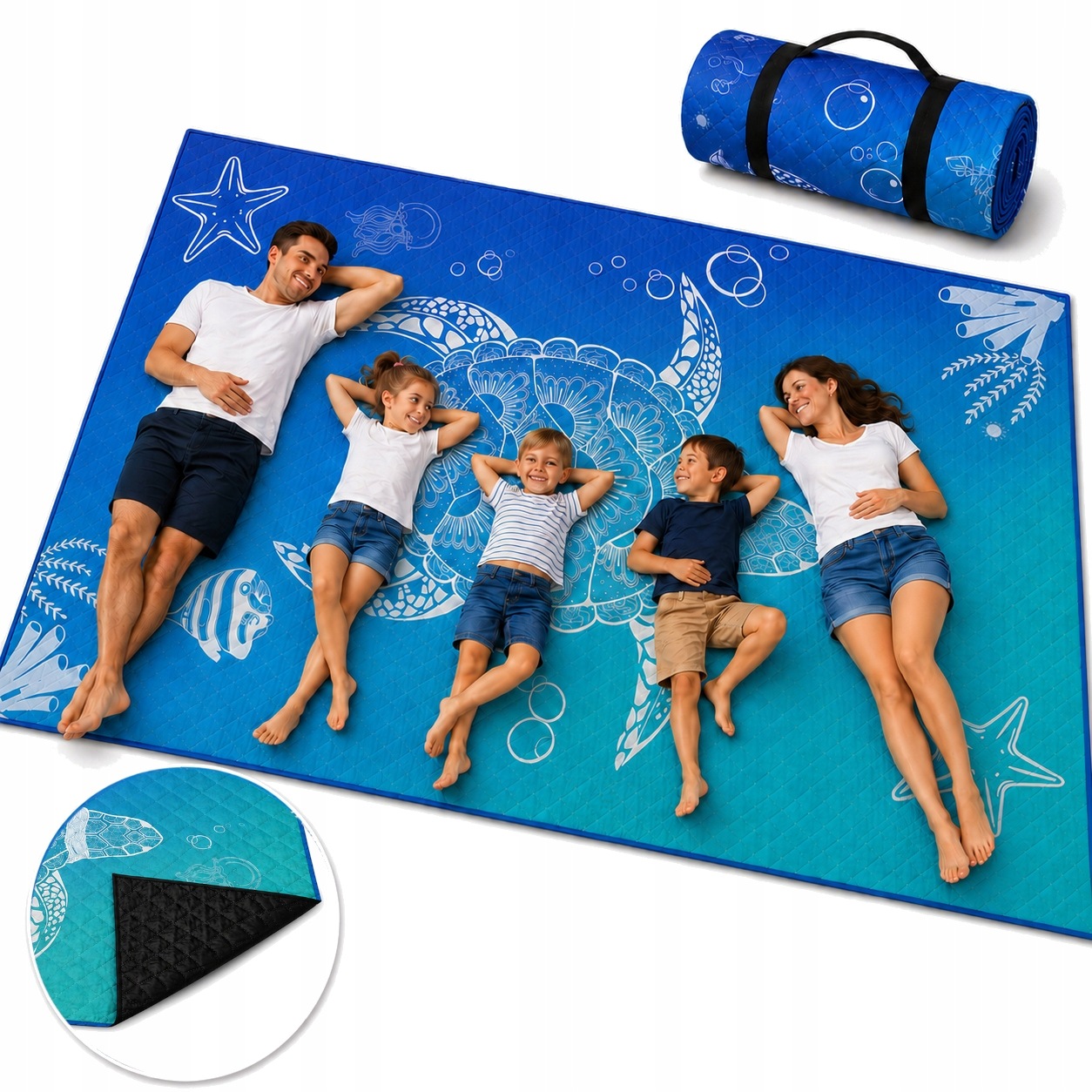 Koc Piknikowy 270x195 Składany Na Plażę Trawę Biwak Pikowany Chill&Thrill