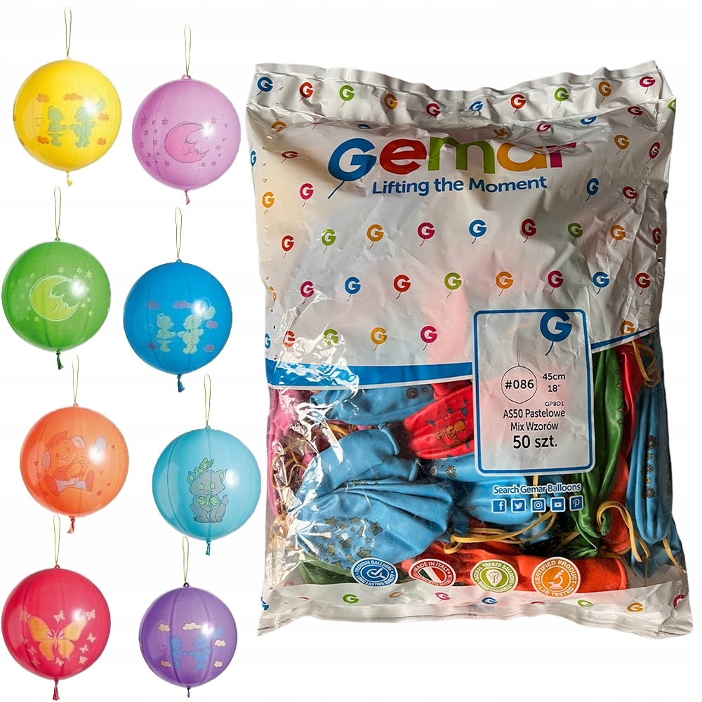 

Balony Piłki 18' 45CM MIX 50 Sztuk GPBD1 Gemar