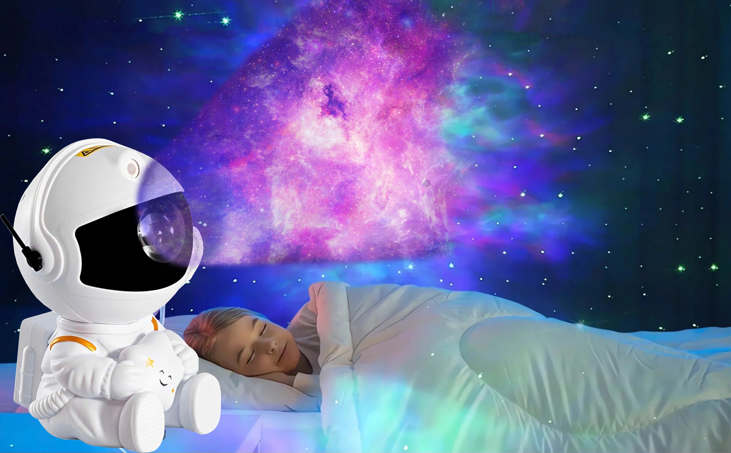 PROJEKTOR GWIAZD ASTRONAUTA LAMPKA NOCNA DLA DZIECI RZUTNIK LASEROWY PILOT Płeć chłopcy dziewczynki