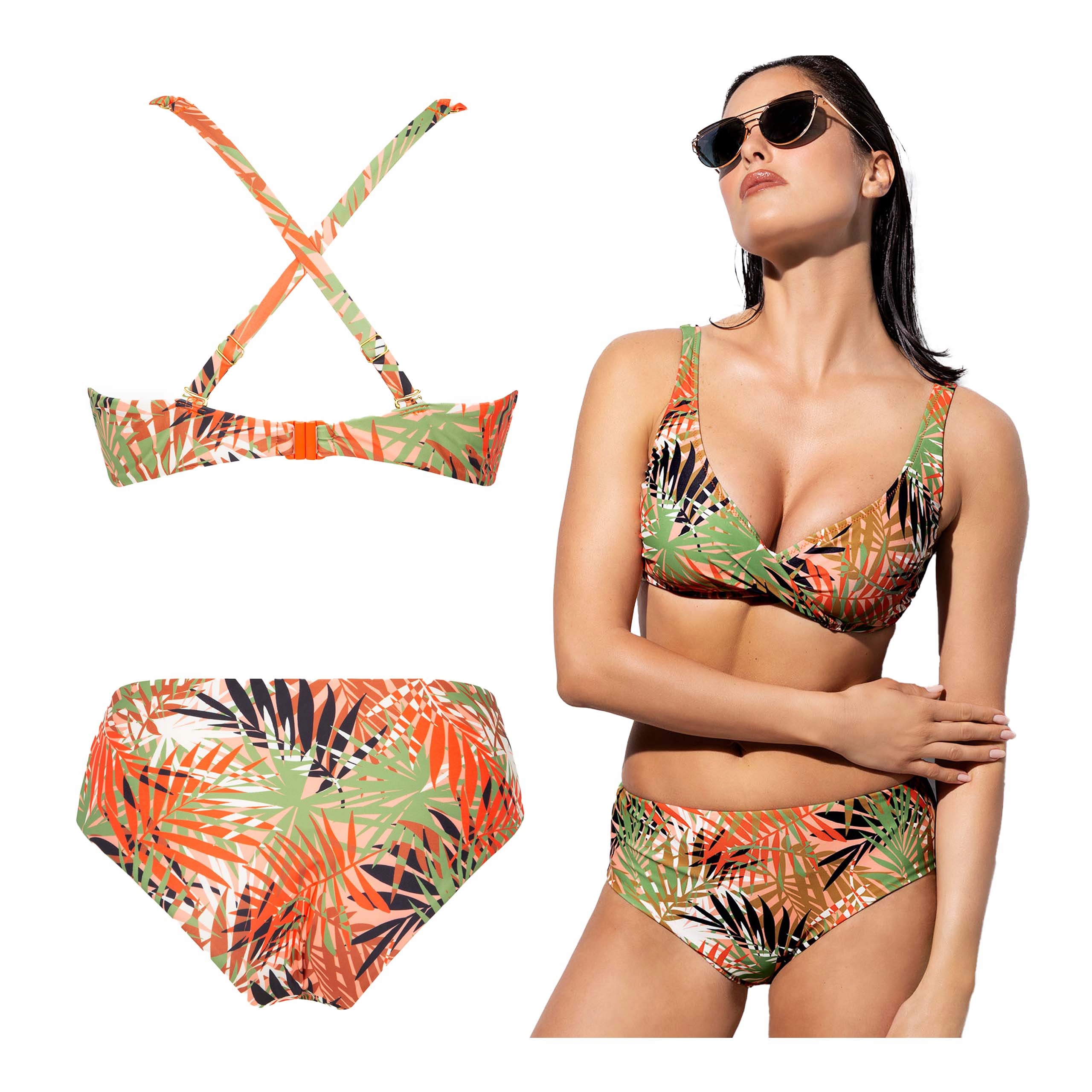 Dvoudílné plavky s vyztuženým podprsenkovým systémem bez kostic 95C XXL