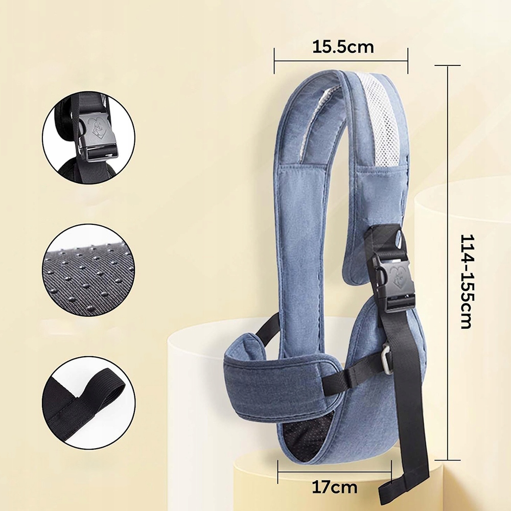 NASTAVITEĽNÝ BOČNÝ NOSIČ PRE DIEŤA, ERGONOMICKÉ PROTIŠMYKOVÉ SEDADLO Hmotnosť (s balením) 0.24 kg