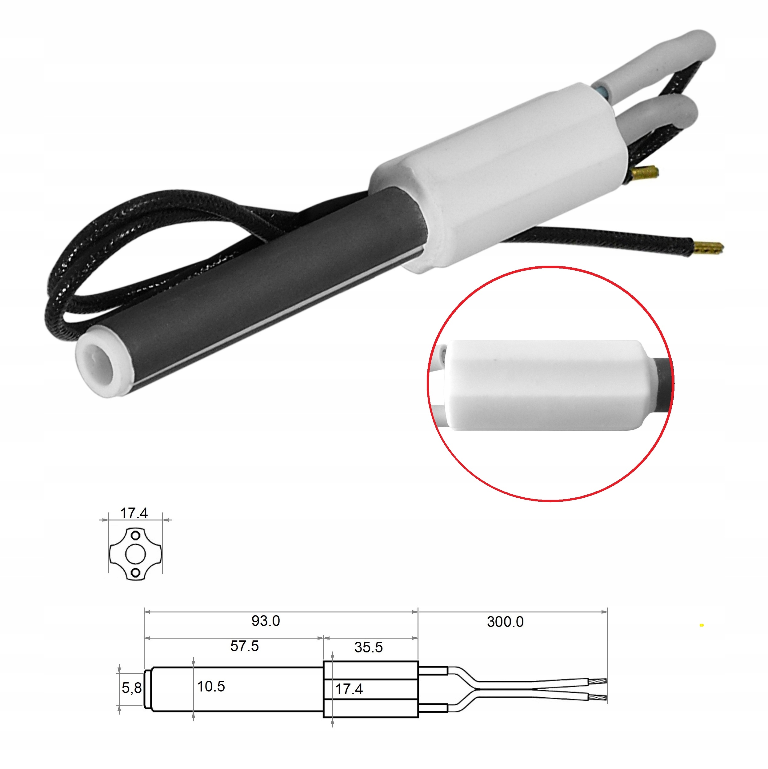Svíčka zapalovač ohřívač pelet keramický