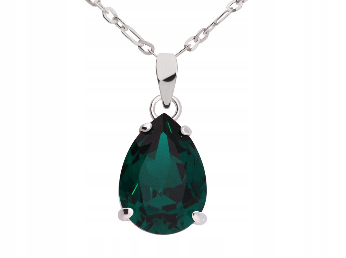 

Naszyjnik srebrny łezka zielony Swarovski srebro
