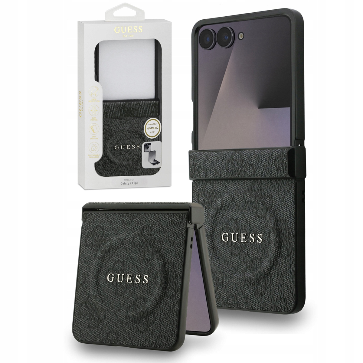 Originální skládací pouzdro Guess 4G pro MagSafe pro Samsung Galaxy Z Flip7