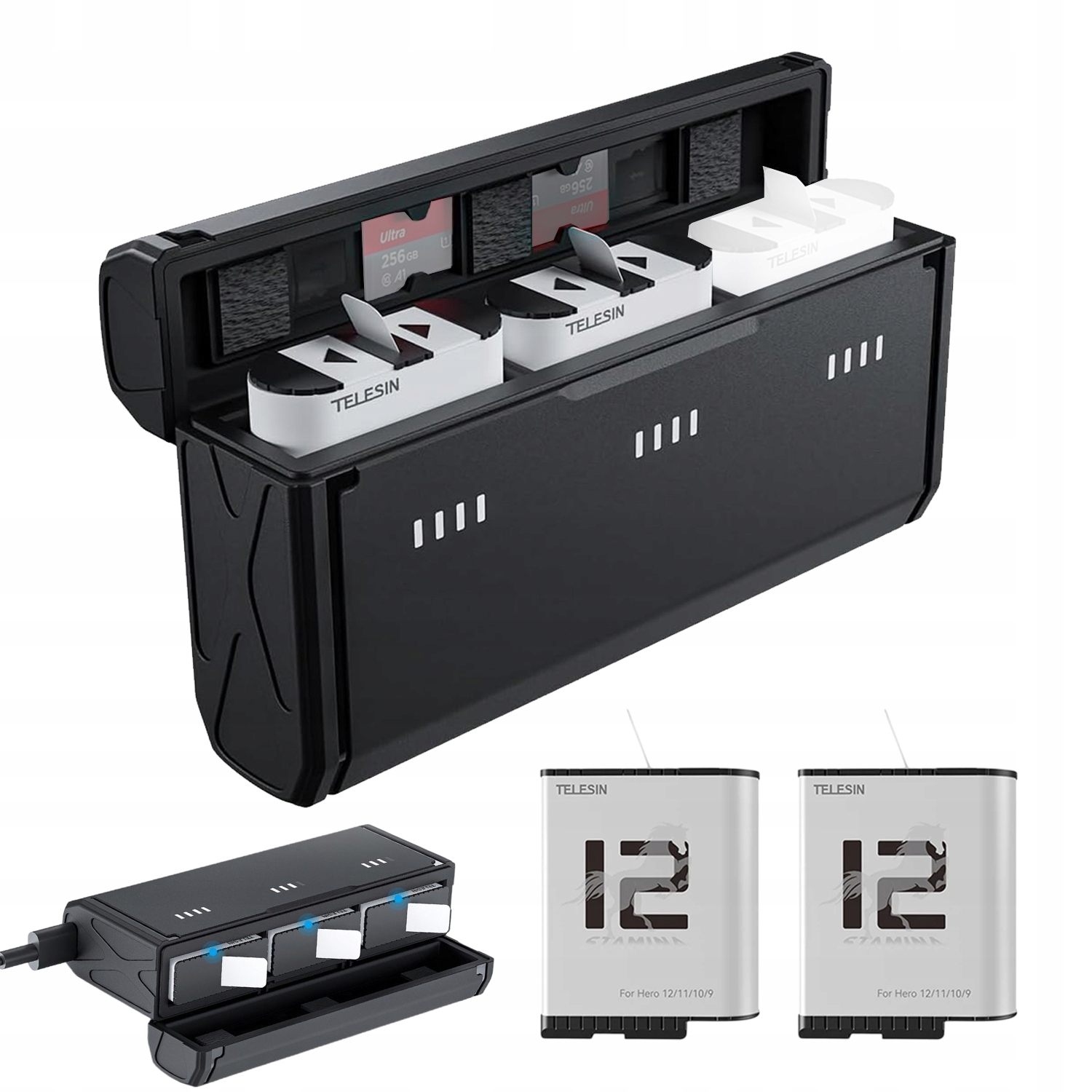 Nabíječka 2x Akumulátor Baterie 1720 mAh Pro Kamery Gopro 12/11/10/9