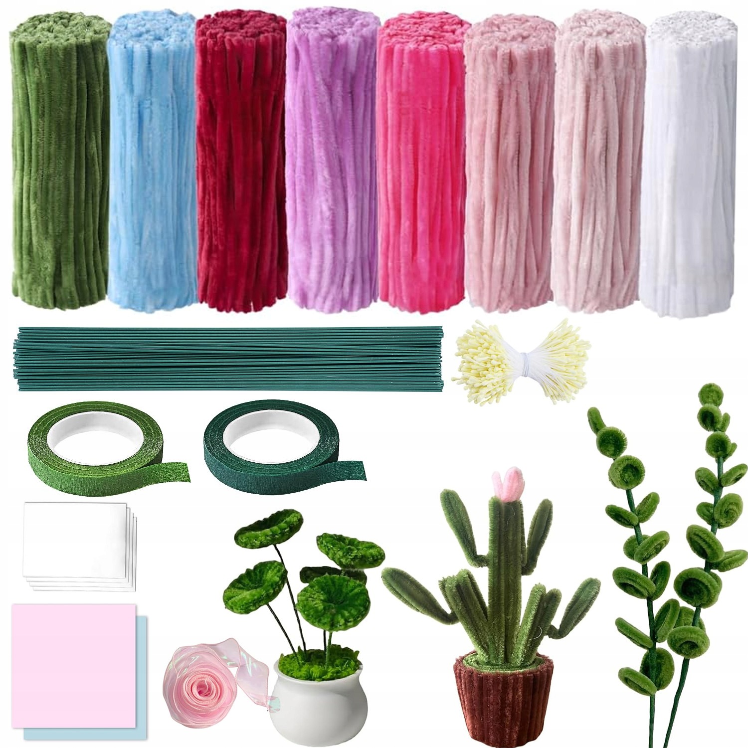 Kreativní Drátky Floristické Sada 600 Kusů Nadýchané Vytěráky Pro Dítě