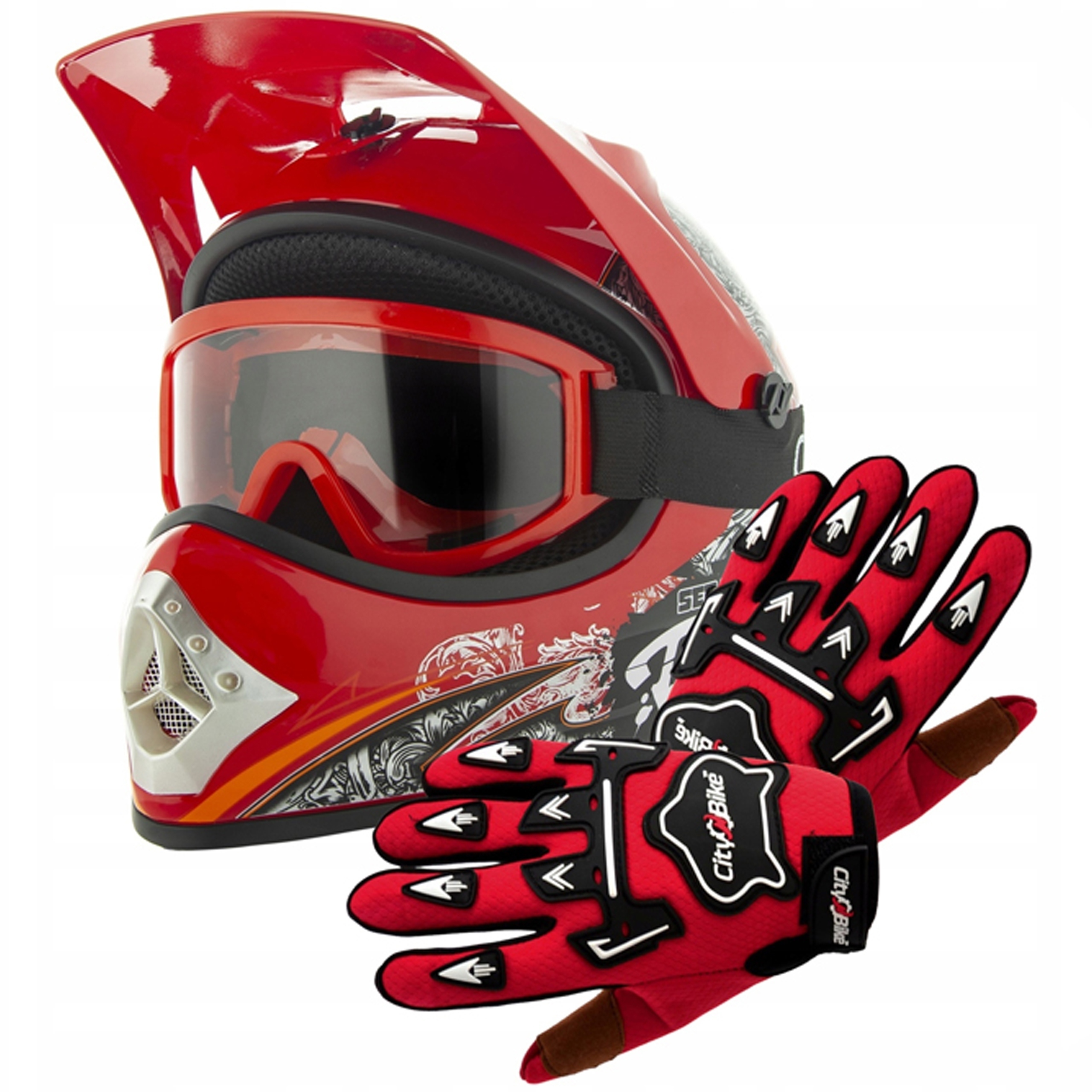 Kask Cross Gogle Rękawice Dla Dzieci Na Enduro Quad Hulajnogę Rower Bmx Xs