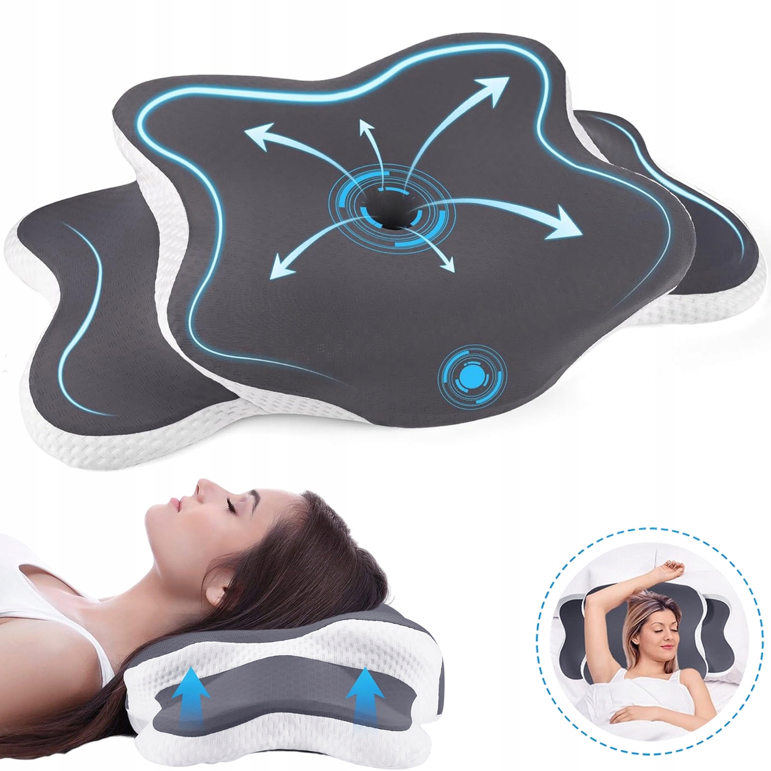 Poduszka Ortopedyczna Memory Foam Na Ból Karku i Pleców do ergonomiczna