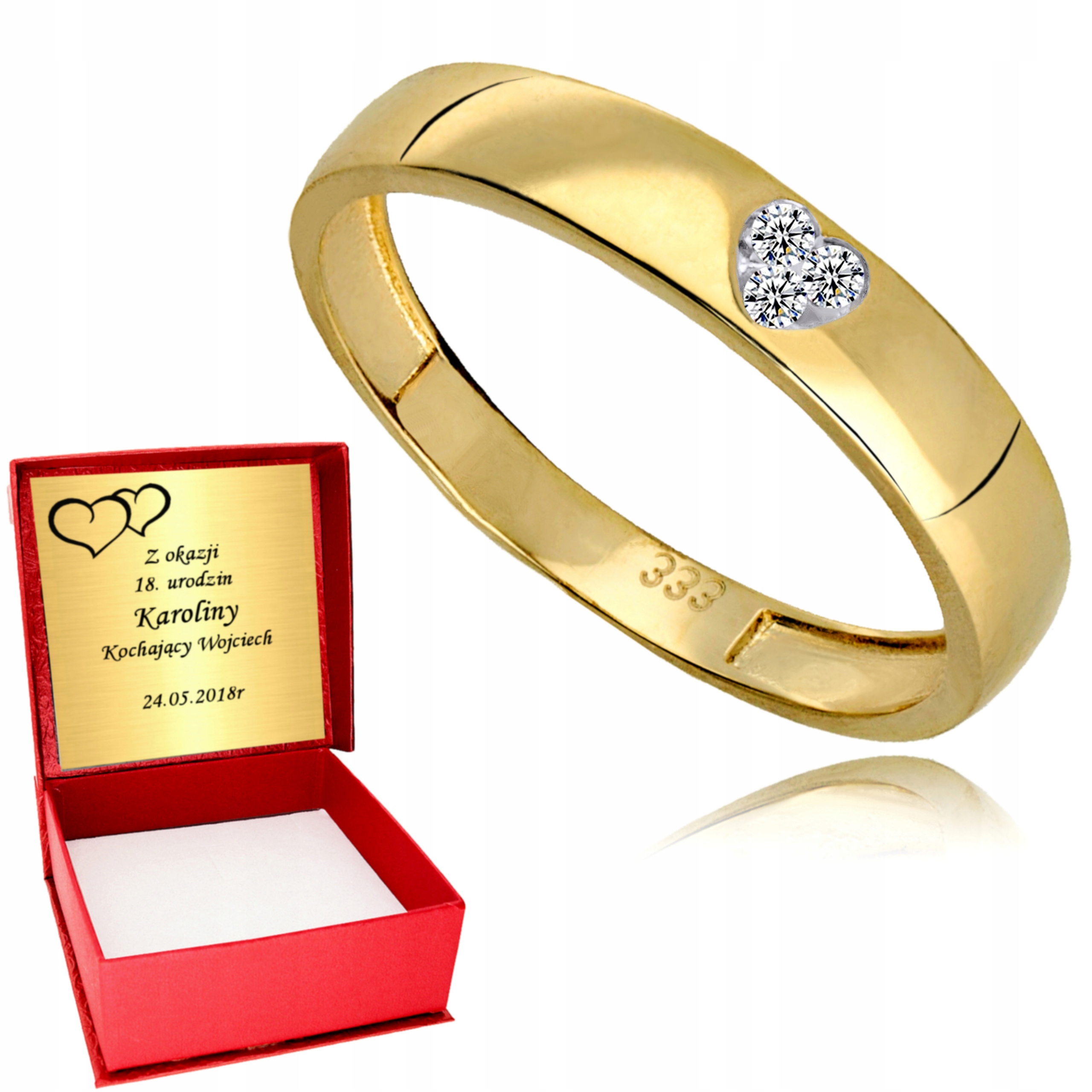 

Złoty Pierścionek 333 Serce Serduszko Grawer