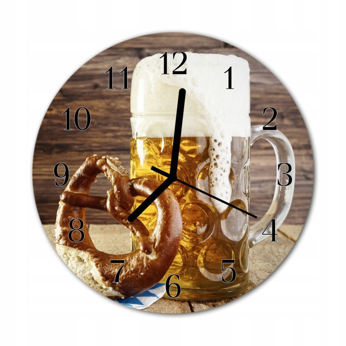 Hodiny na skle na zeď Kulatý Preclík pivo