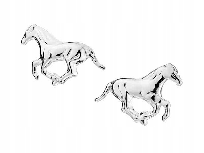 

Konie w galopie duże srebrne kolczyki koń Horse