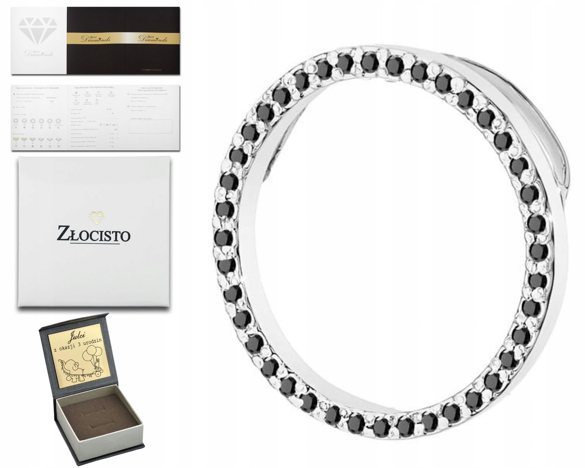 Přívěsek S Černými Brilianty Bílé Zlato 585