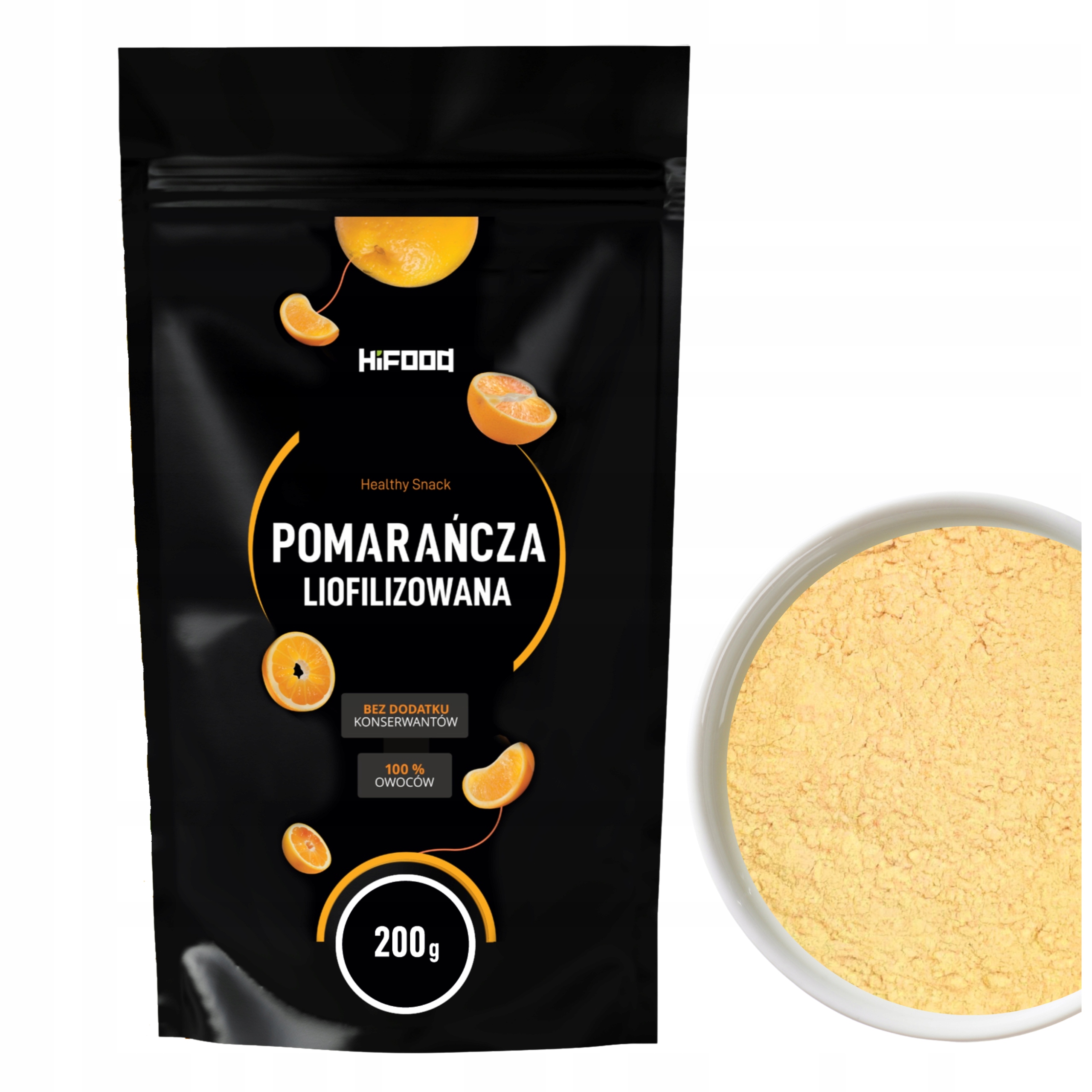 Pomarańcza Liofilizowana 200g Proszek Pomarańczowy 100% HiFOOD