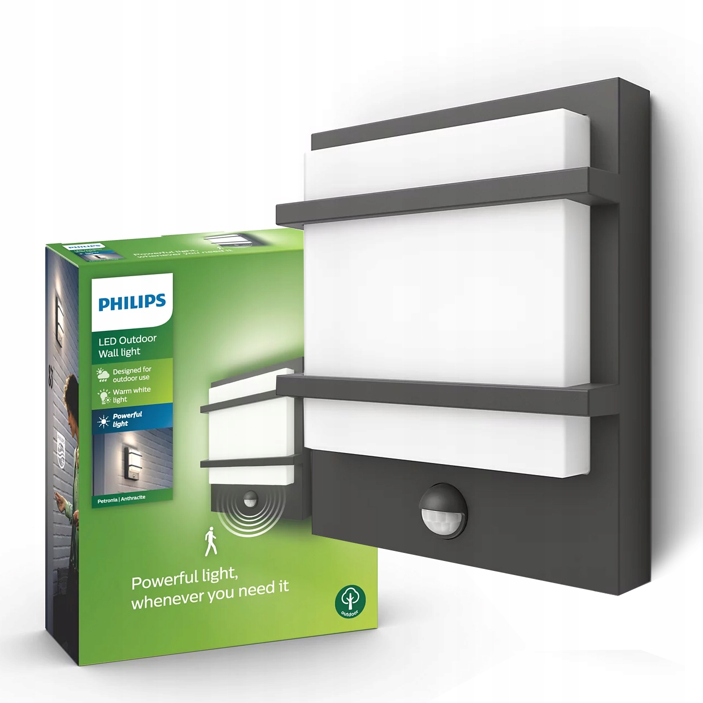 Philips Kinkiet Ogrodowy Elewacyjny Lampa z czujnik Led 12W 2700K Petronia