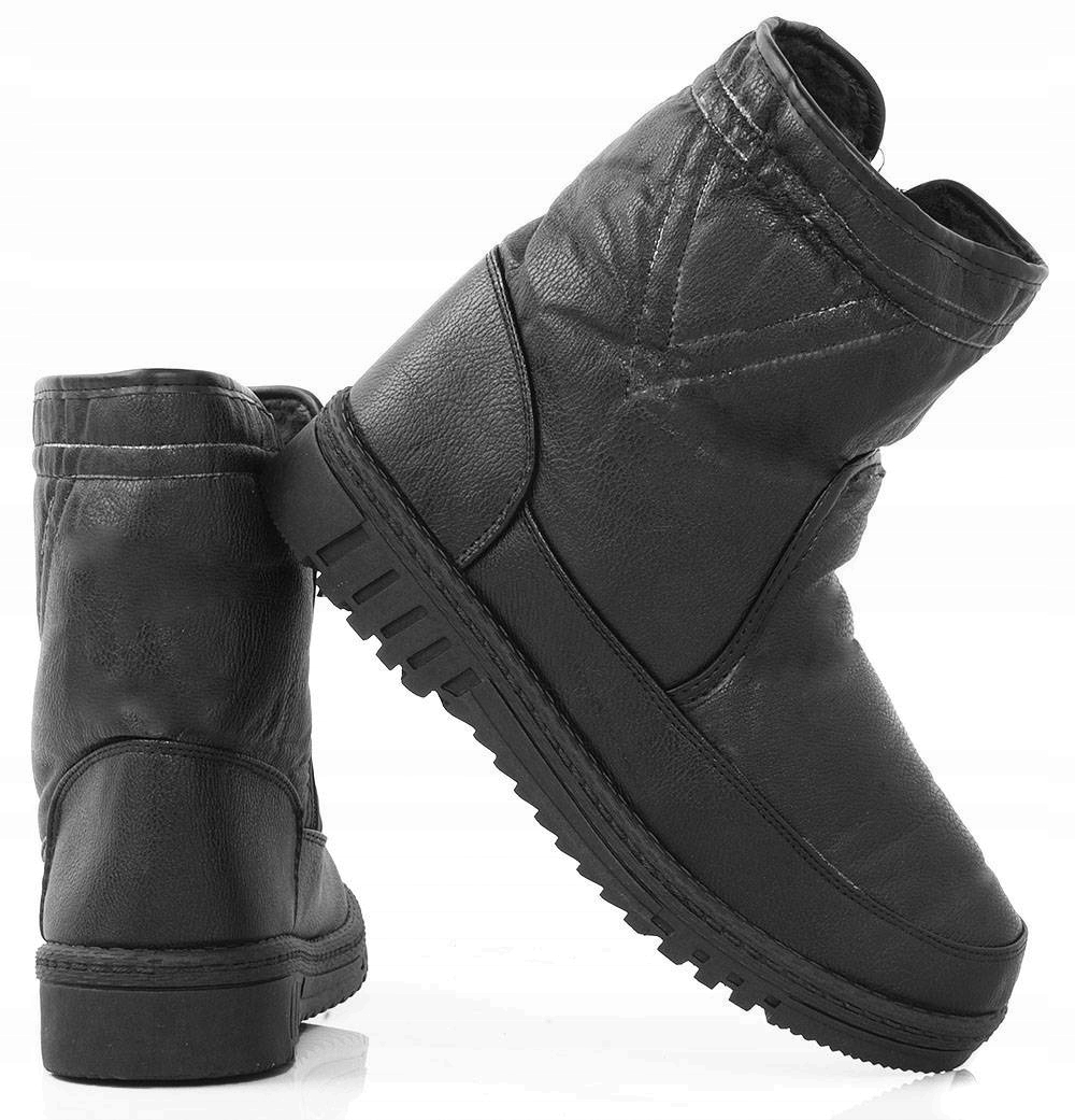 

Czarne Botki Trapery Ekoskóra Śniegowce 42