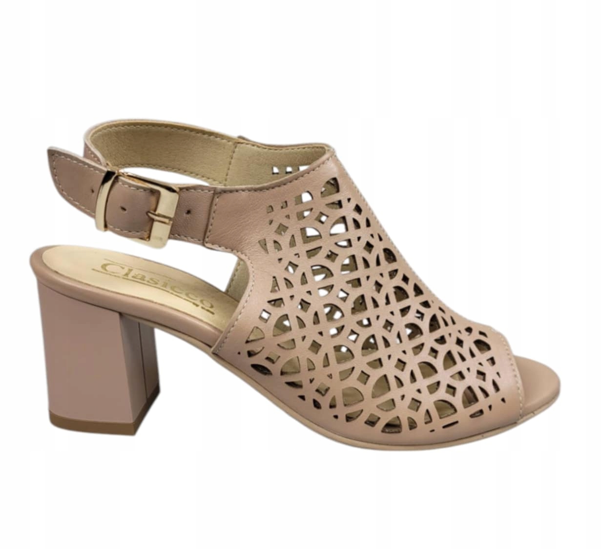 Clasicco Sandály Na Podpatku Ažurové 1668 Béžové vel. 37