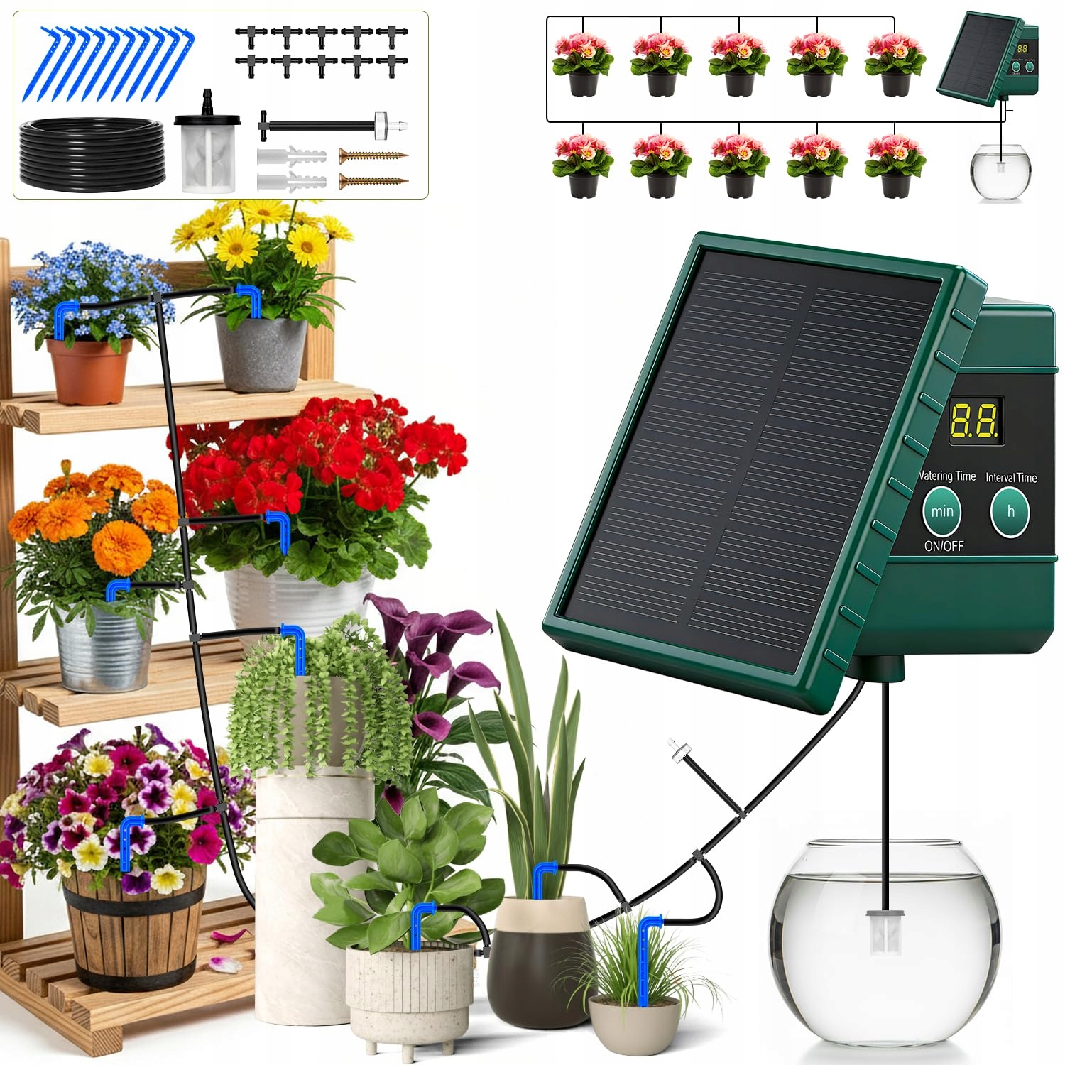 1500 Mah Automatický Solární Zavlažovací Systém Pro Balkony A Zahrady