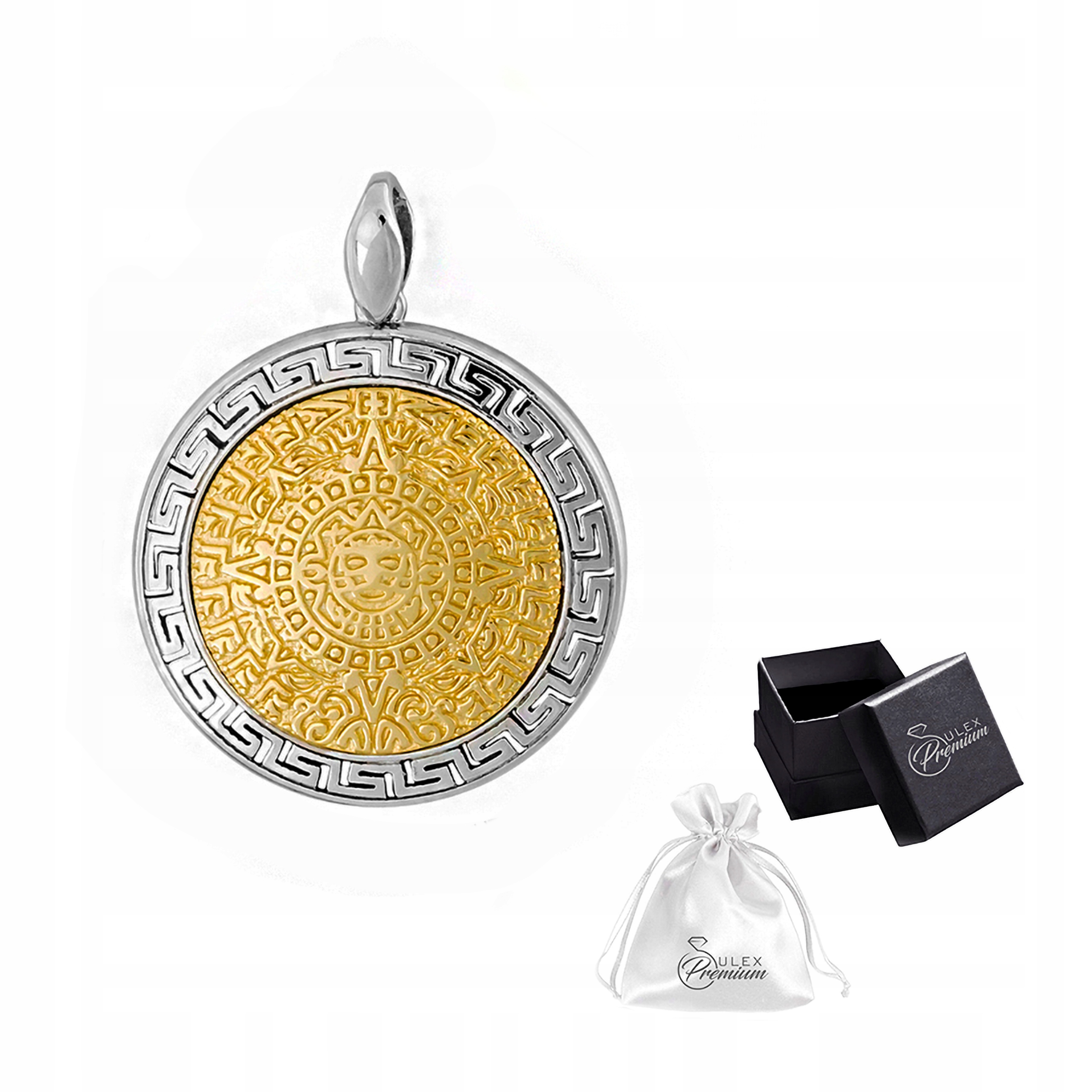 Stříbrný přívěsek ryzost 925 Elegantní Rhodiovaný Přívěsek Aztécký kalendář