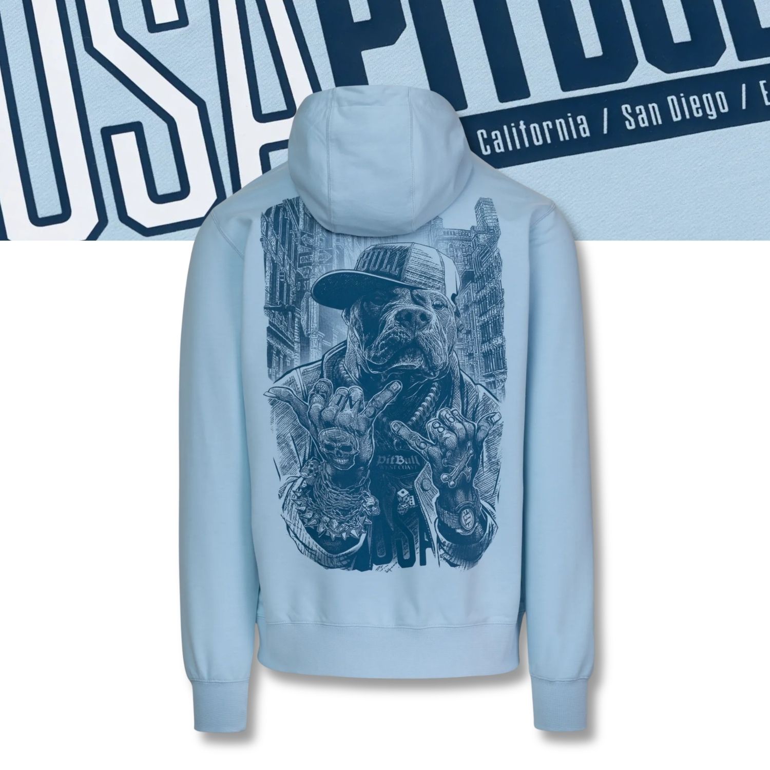 Pánská Mikina s kapucí Pitbull Usa, pravidelná tenčí klokanka mikina M